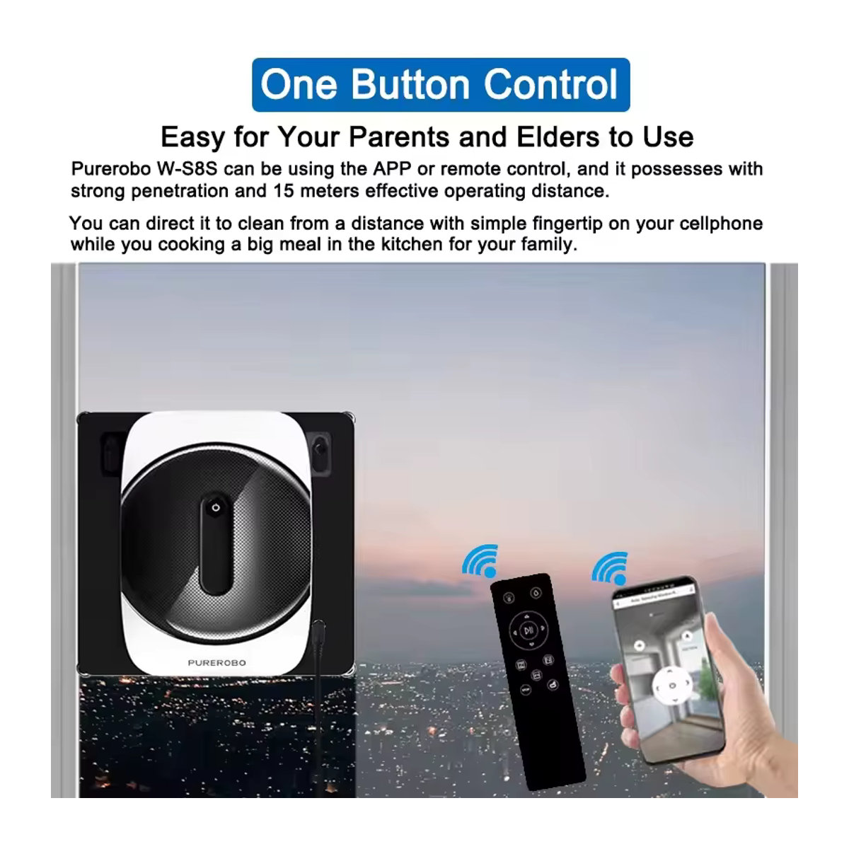Purerobo W-S8S Fensterreiniger Smart Home Fensterputzroboter in Schwarz/Weiß mit Fernbedienung - Bild 2