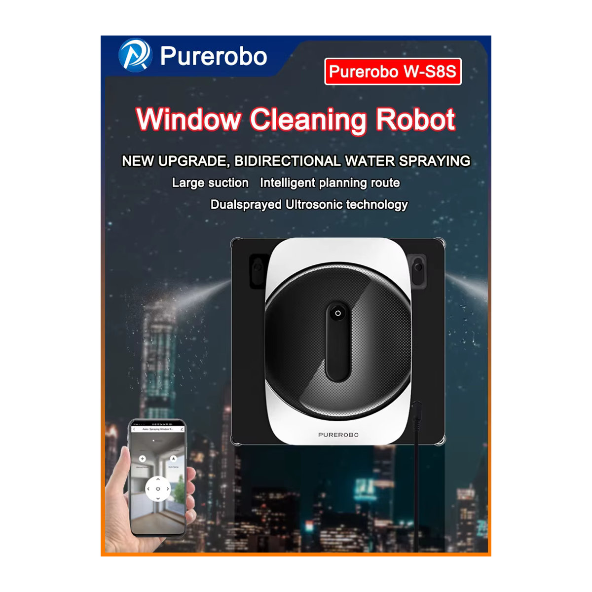 Purerobo W-S8S Fensterreiniger Smart Home Fensterputzroboter in Schwarz/Weiß mit Fernbedienung - Bild 7