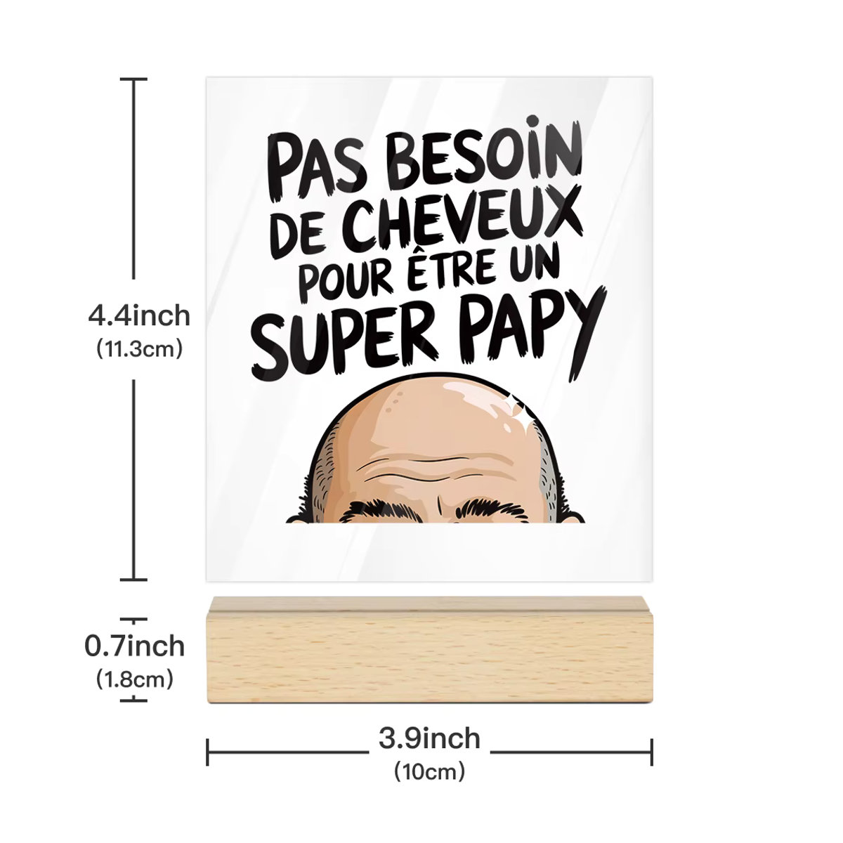 Putuo Decor Tischdekoration Pour Nous Un Super Papy aus Acryl und Holz, transparentes Schild im Landhausstil - Bild 3