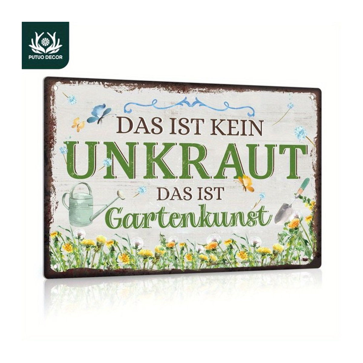 Putuo Decor Vintage Metallblechschild Das Ist Kein Unkraut Wandkunst für Garten und Bauernhaus in Multicolor - Bild 1