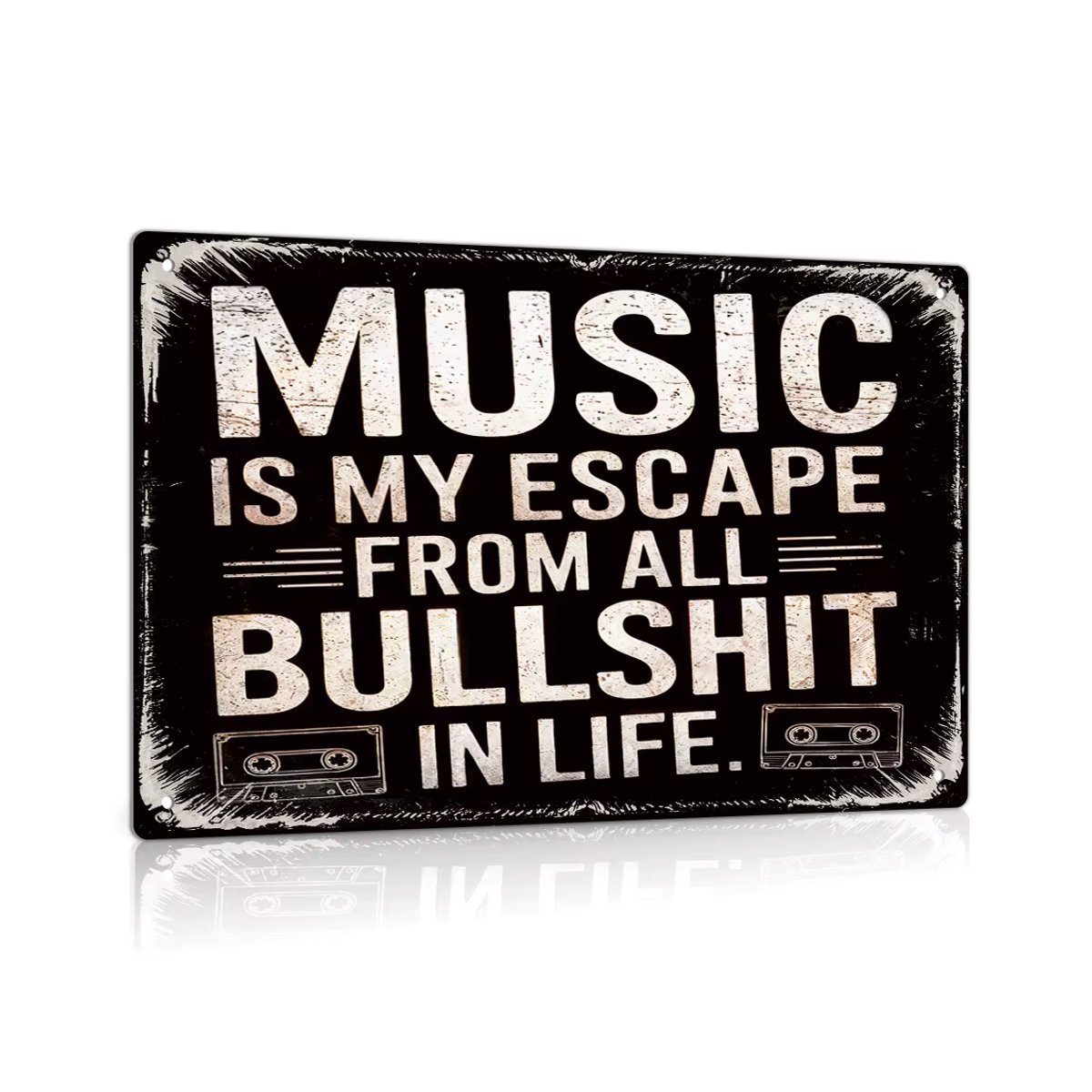 Putuo Decor Vintage-Metallblechschild Music Is My Escape Wandkunst-Dekor B: 30,0 cm, H: 20,0 cm - Bild 2