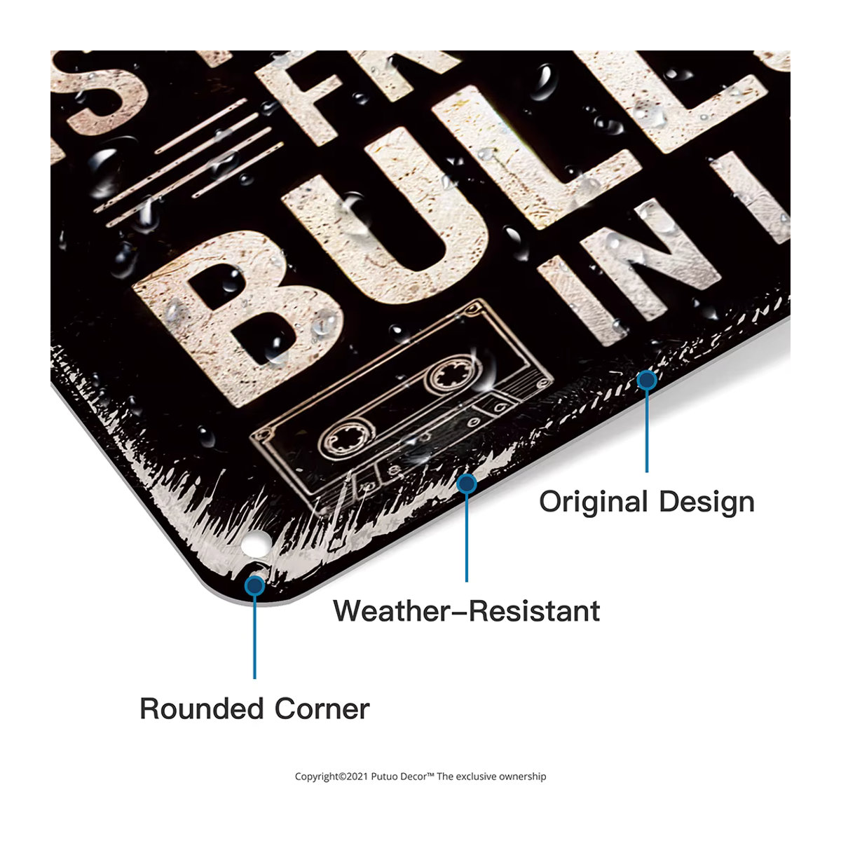 Putuo Decor Vintage-Metallblechschild Music Is My Escape Wandkunst-Dekor B: 30,0 cm, H: 20,0 cm - Bild 4