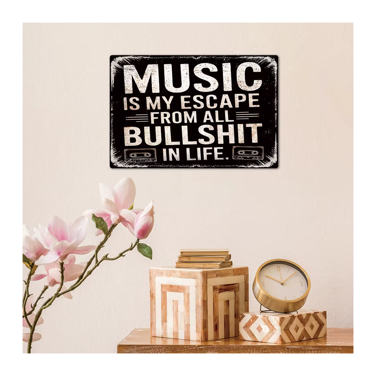 Putuo Decor Vintage-Metallblechschild Music Is My Escape Wandkunst-Dekor B: 30,0 cm, H: 20,0 cm - Bild 5