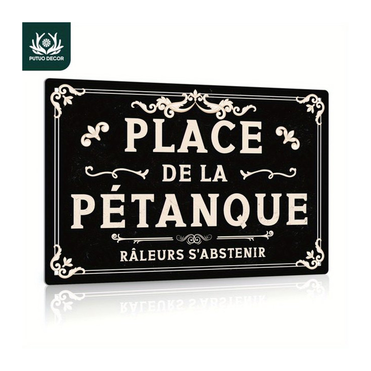 Putuo Decor Vintage Metallblechschild Place De La Petanque Raleurs S'abstenir Wanddekoration - Bild 1