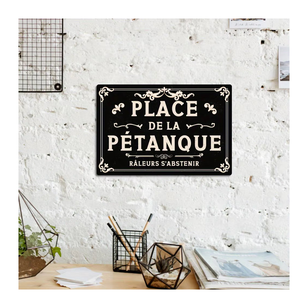 Putuo Decor Vintage Metallblechschild Place De La Petanque Raleurs S'abstenir Wanddekoration - Bild 5