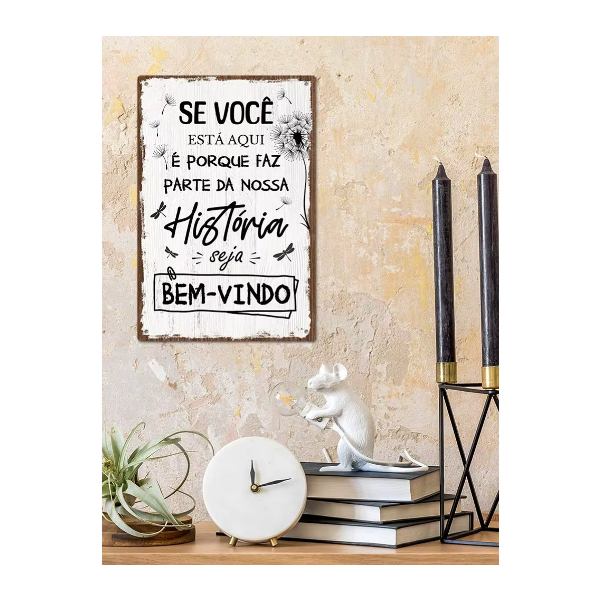 Putuo Decor Vintage Metallblechschild SE VOC Nang ESTÁ AQUI Wandkunst in Weiß, Rechteckiges Metallschild für Wandmontage, B/H: 20 x 30 cm - Bild 5