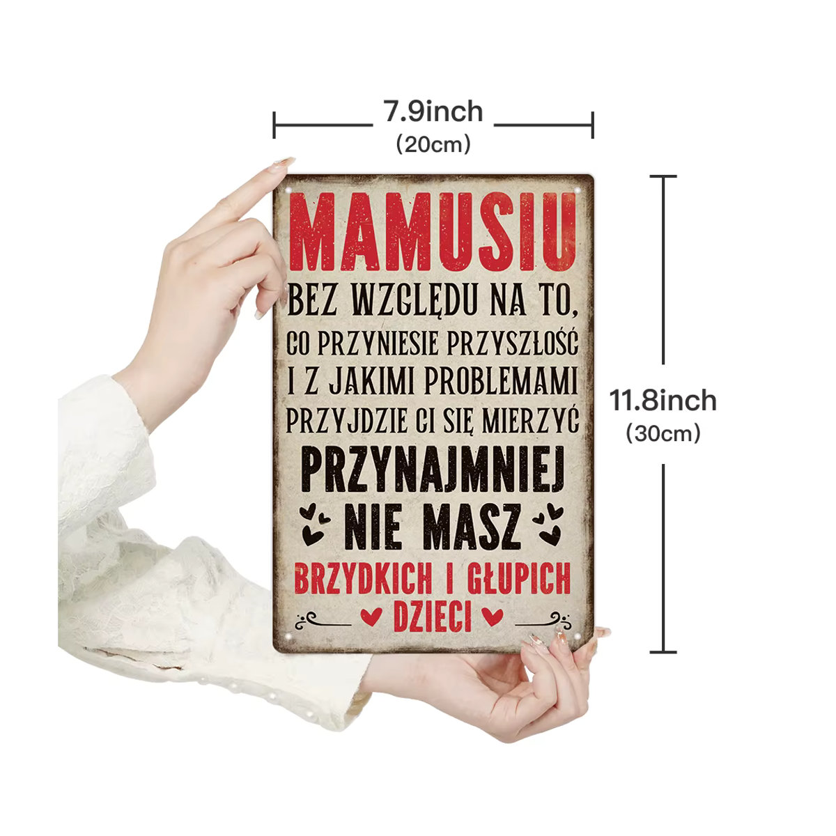 Putuo Decor Vintage Metallblechschild Wandkunstdekoration für Mama in Weiß, B/H: 20 x 30 cm - Bild 3