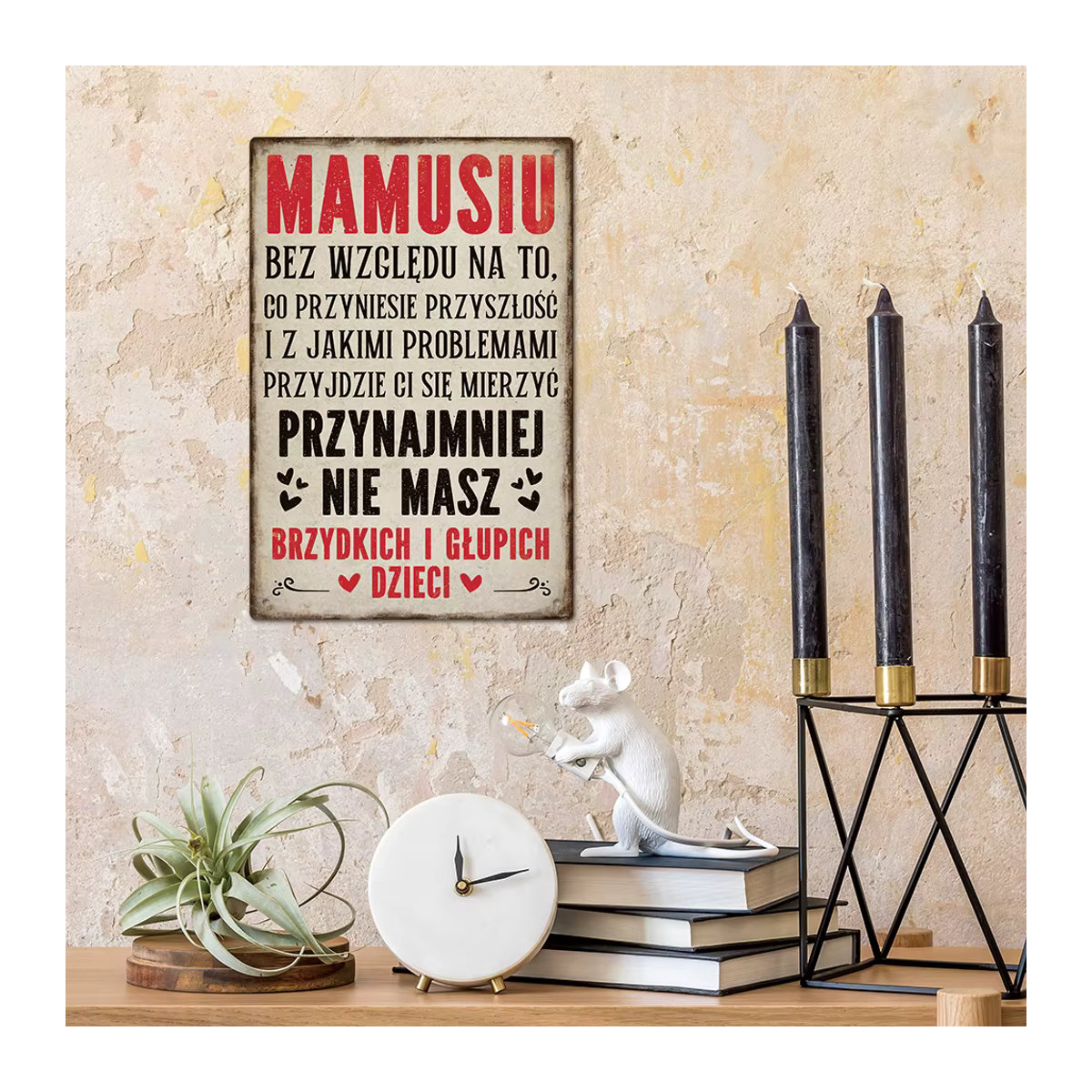 Putuo Decor Vintage Metallblechschild Wandkunstdekoration für Mama in Weiß, B/H: 20 x 30 cm - Bild 5