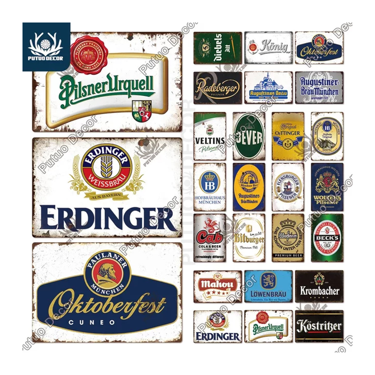 Putuo Decor Vintage Metallschild Bier Marke für Bar und Küche, Rechteckiges Zinn-Wandschild in Hochformat - Bild 1