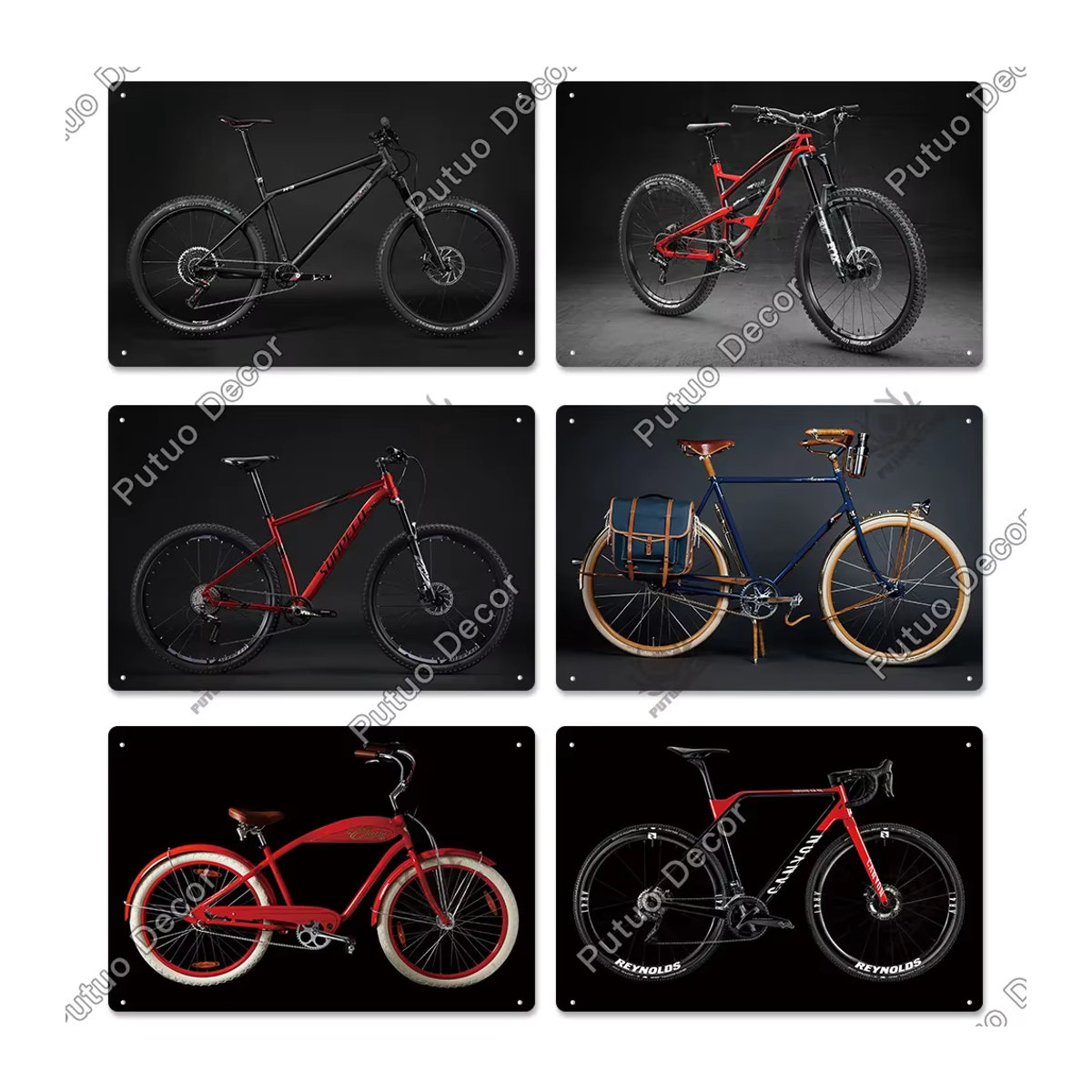 Putuo Dekor Fahrrad Metallschild Vintage Zinn-Wandplakat im Shabby Chic für Garage und Wohnkultur, Höhe: 30 cm, Breite: 19,81 cm - Bild 1