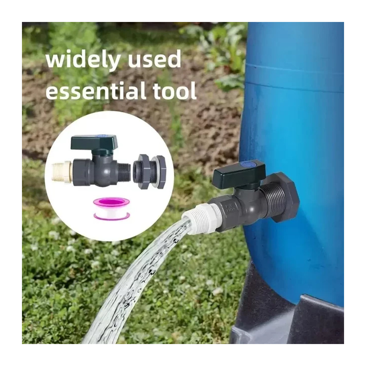 PVC-Wasserfass-Zapfen-Kit als Anschluss-Abfluss-Adapter mit Innengewinde für deine Regentonne und Gartenwerkzeug-Zubehör aus Kunststoff - Bild 1