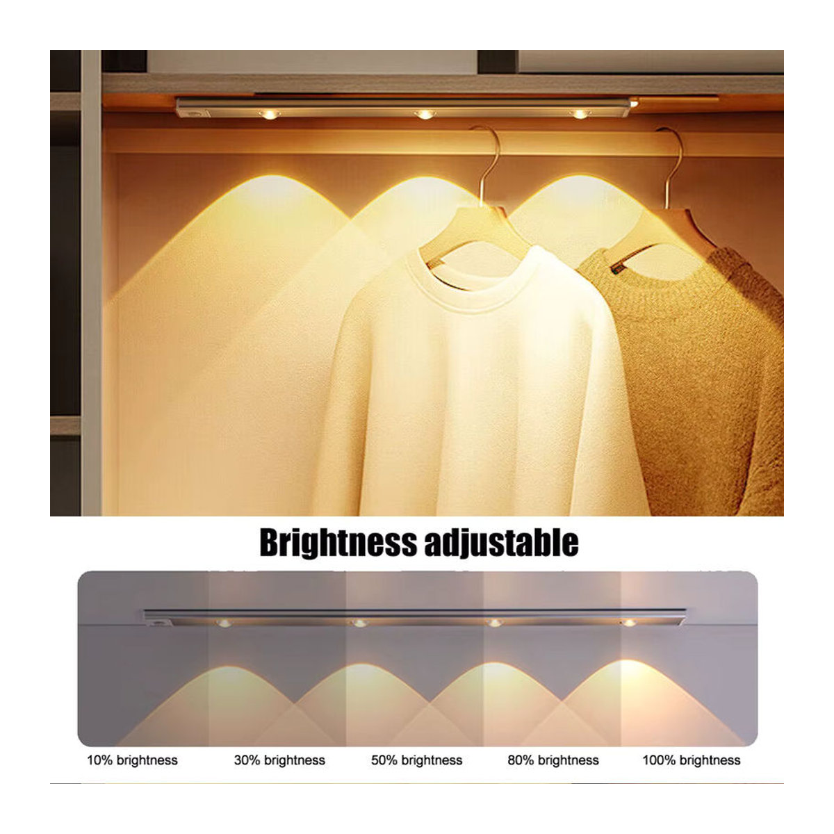Pzsunly LED Nachtlicht mit USB-Anschluss und Bewegungssensor, ultra dünne kabellose Innenbeleuchtung für Küche, Schrank und Schlafzimmer, minimalistisches Design - Bild 6