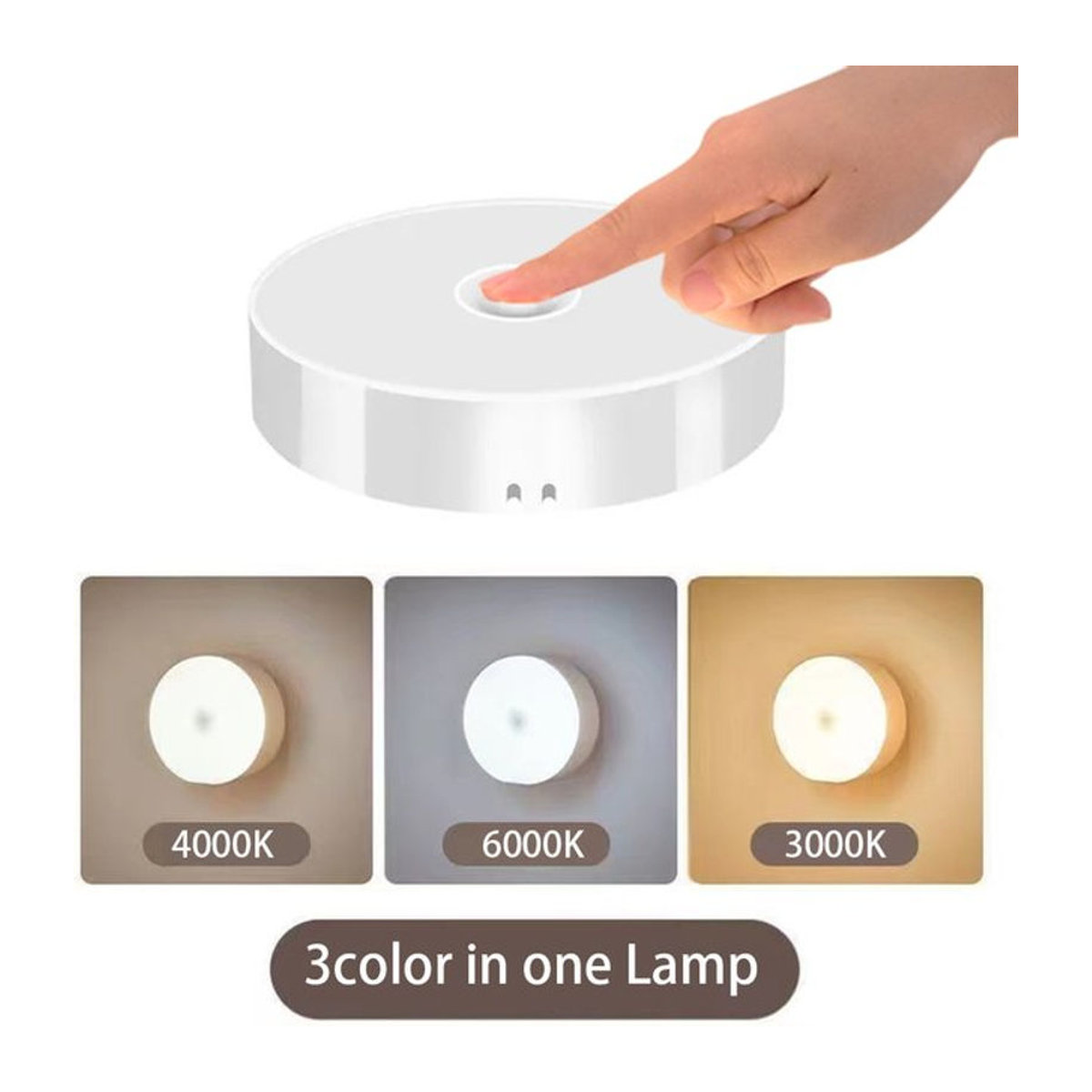 Pzsunly Minimalistisches LED Nachtlicht mit USB-Ladefunktion und Tastenschalter für Schrank, Küche und Treppe - Bild 1