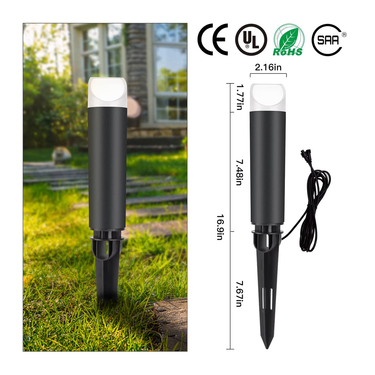 QACA 6er-Pack LED-Gartenleuchten Schwarz, 5 W, IP65 wasserdichte Wegeleuchte im minimalistischen Design - Bild 4