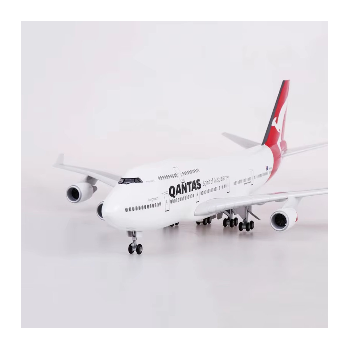 Qantas Airlines Boeing 747 Modellflugzeug aus Druckguss mit LED-Licht in Rot, 47 cm - Bild 2