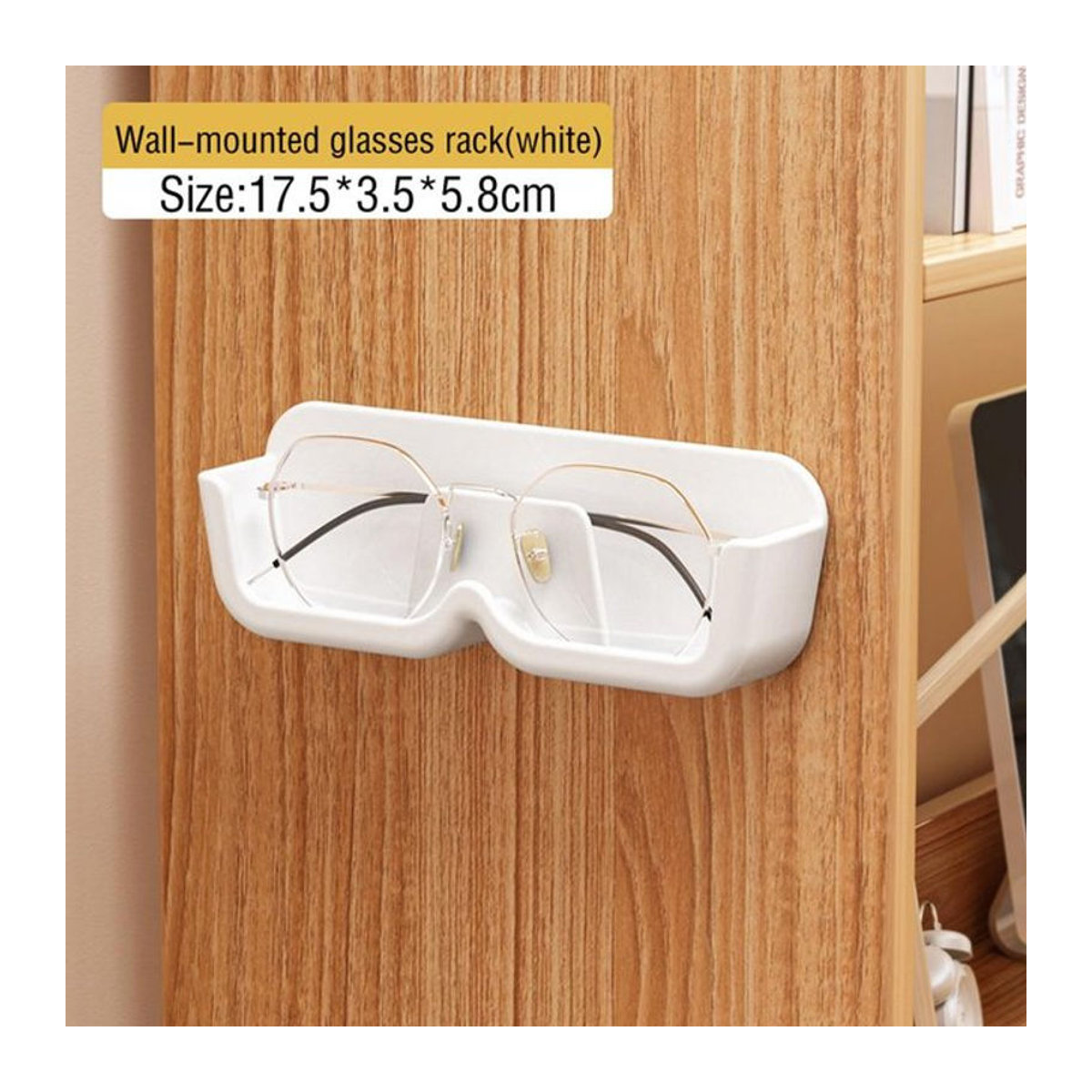 QI CHEN Glas-Vitrine zur Wandmontage als Brillen-Aufbewahrungsbox in Weiß, minimalistisches Design mit perforierter Oberfläche, B/T/H: 17,5 x 5,8 x 5,8 cm - Bild 1