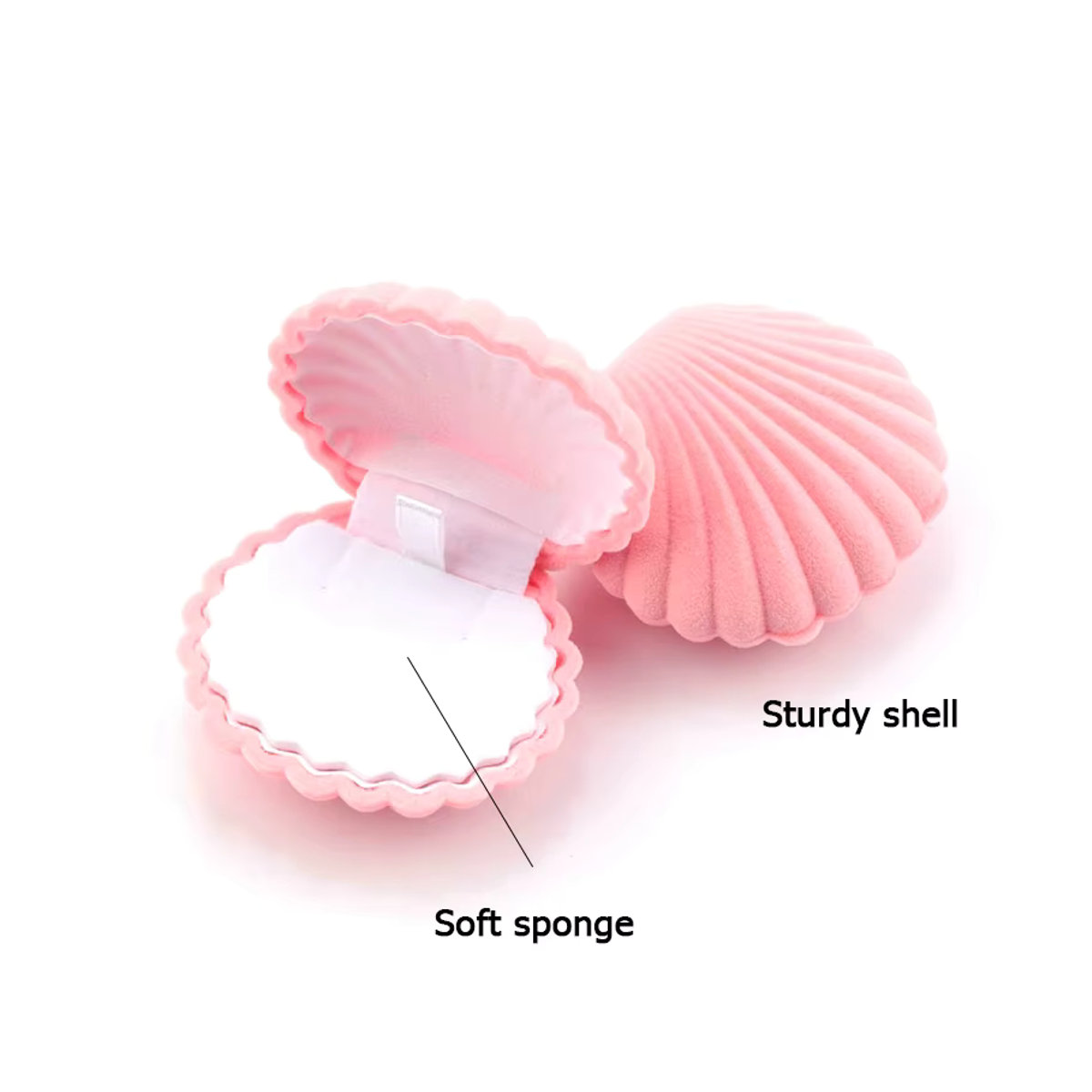 QIAO Schmuckschatulle in Muschelform aus Samt für Ringe, Ohrringe und Halsketten, Weiß/Mehrfarbig - Bild 2