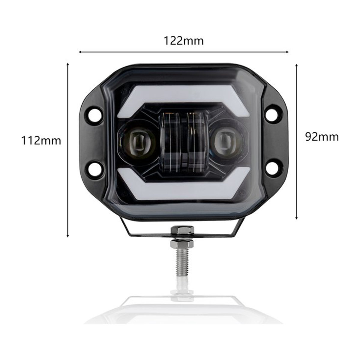 QIDEWIN 5 Zoll LED-Arbeitsscheinwerfer mit Angel Eyes für Offroad 4X4 ATV UTV Flachmontage Fern- und Abblendlicht - Bild 1