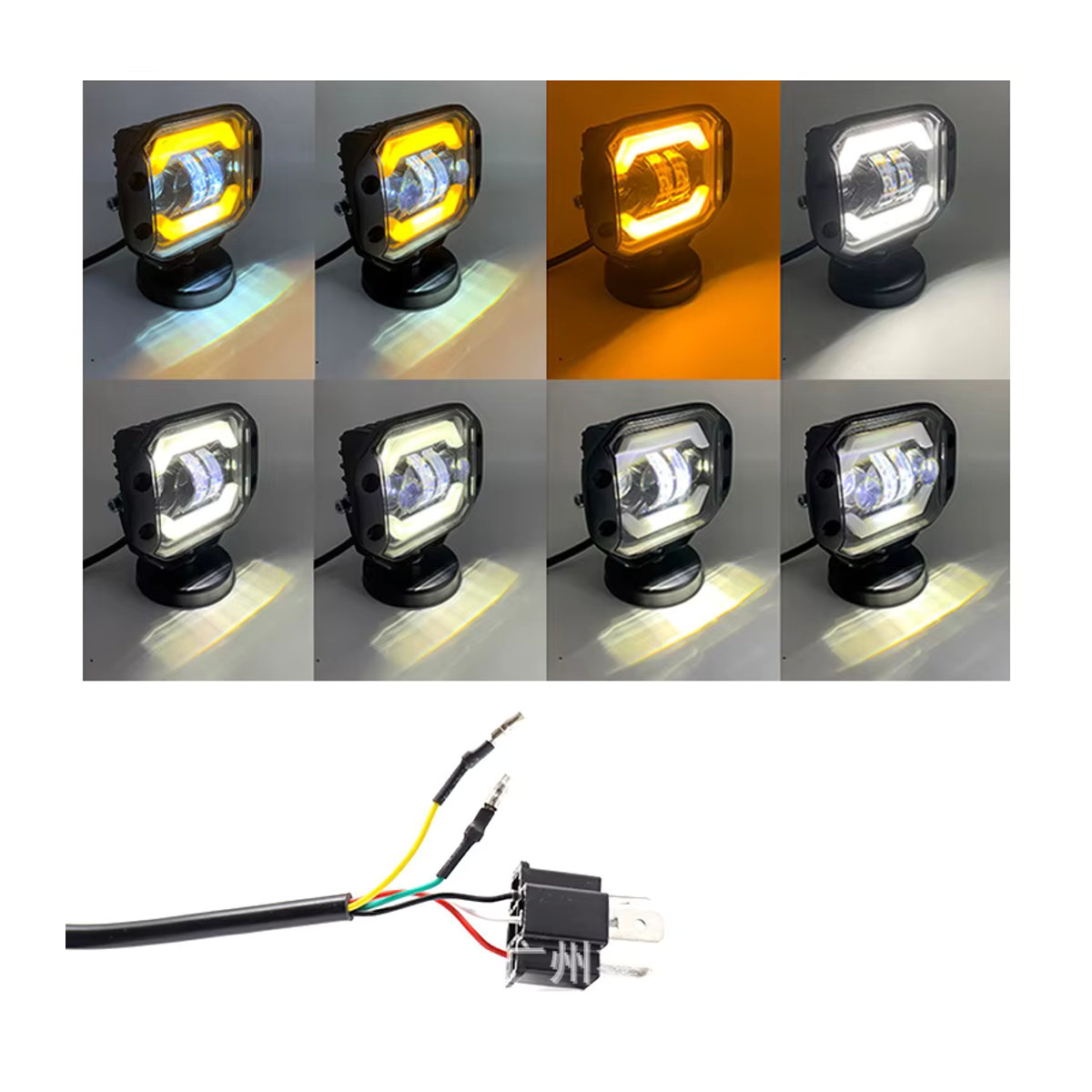 QIDEWIN 5 Zoll LED-Arbeitsscheinwerfer mit Angel Eyes für Offroad 4X4 ATV UTV Flachmontage Fern- und Abblendlicht - Bild 4