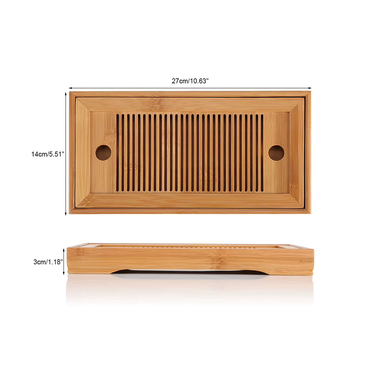 Qiilu Bambus Tee Tablett in Braun für Gongfu Tee im orientalischen Design - Bild 6