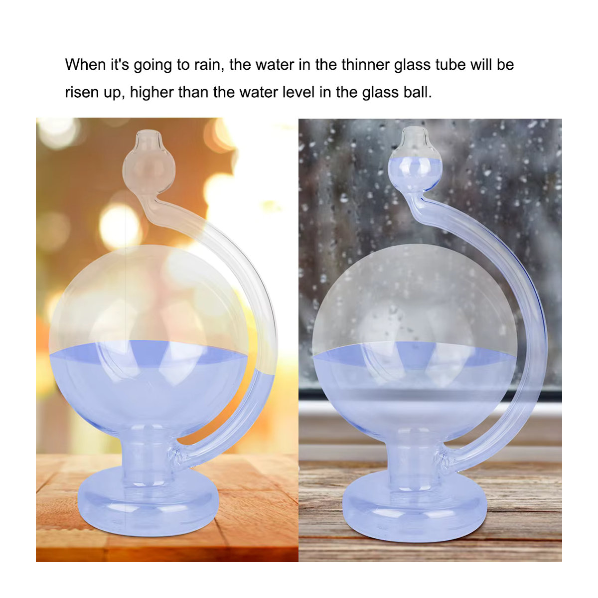 Qiilu Wettervorhersage-Glasflasche Barometer zur Dekoration in Blau - Bild 3