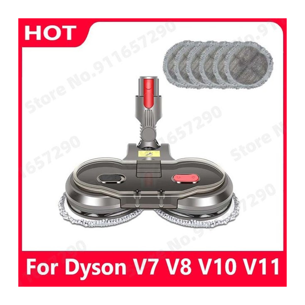 QIXIAO Zubehör Set für Dyson V7 V8 V10 V11 Staubsauger mit Mopp Kopf, Mopp Tuch und Wassertank in Grau - Bild 1