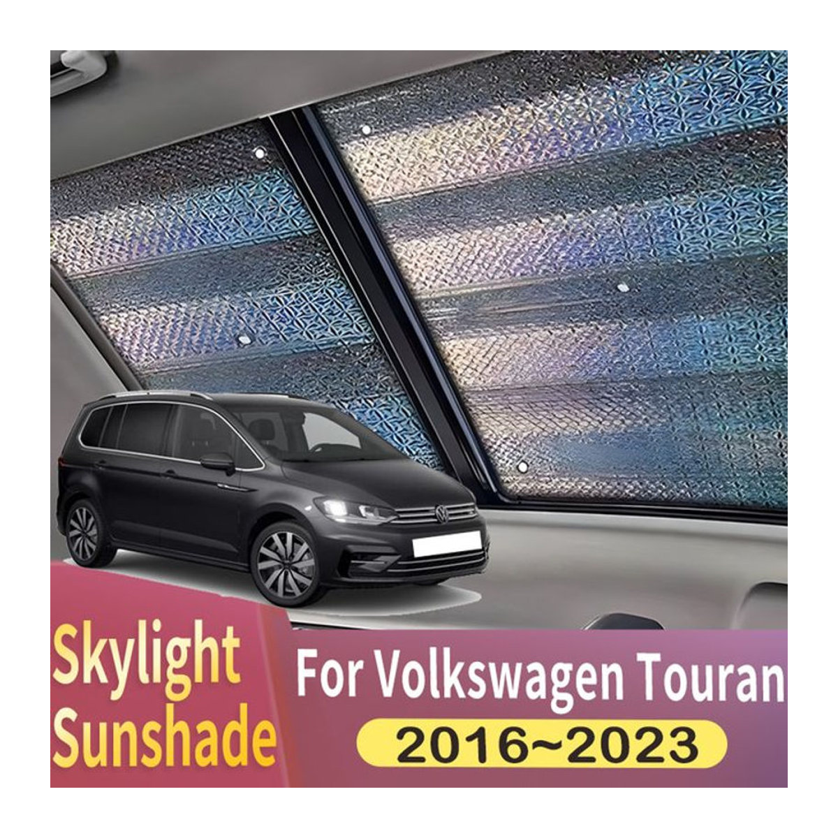 QIYOU Schiebedach-Sonnenschutz Set aus Aluminium für Volkswagen VW Touran 5T 2016–2023, 2er Pack Hitzeschild in Silber mit UV-Schutz - Bild 1