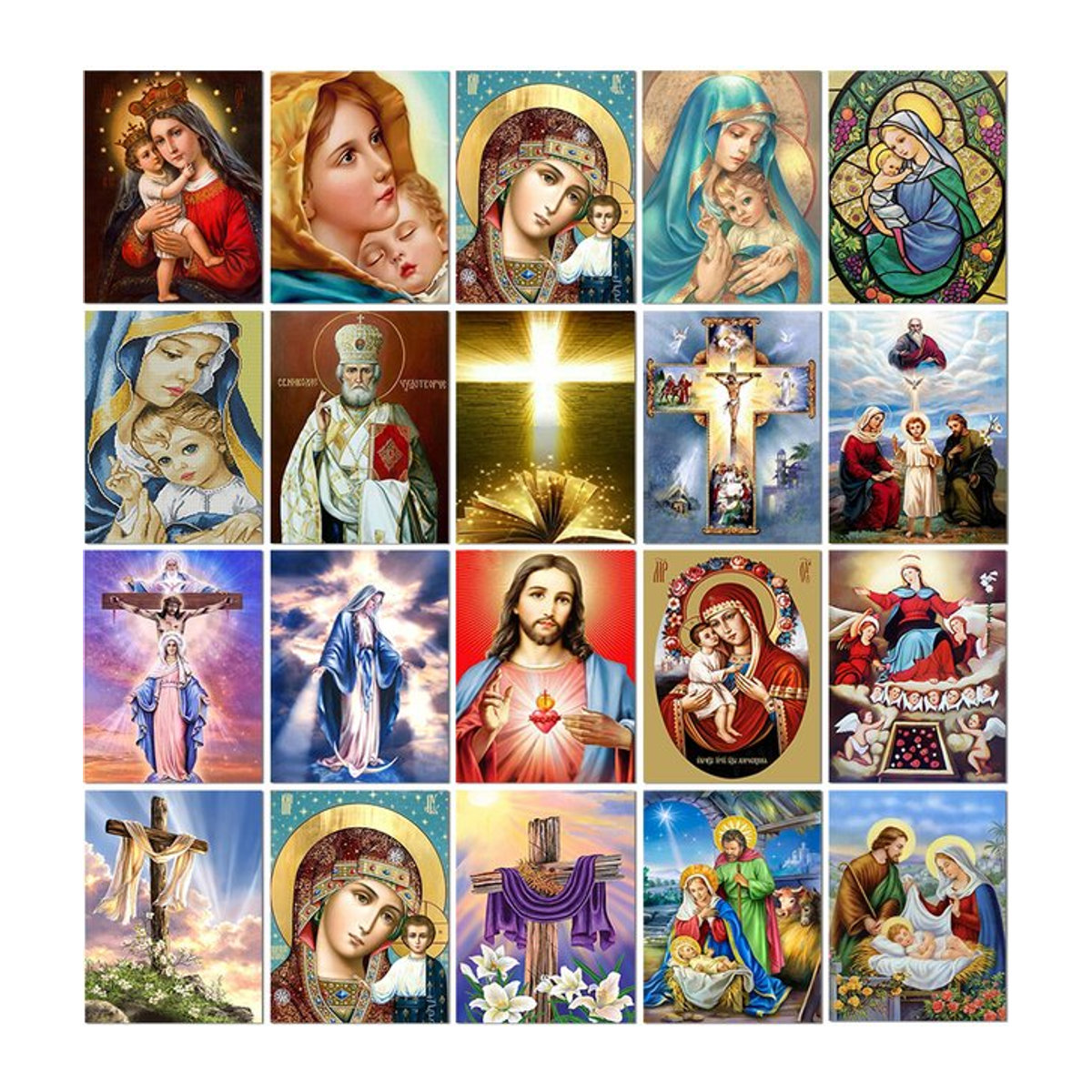 QIZITENG Diamond Painting DIY Set Madonna und Jesus religiöse Motiv Stickerei mit mehrfarbigen Strasssteinen, quadratisch, 40 x 30 cm - Bild 1