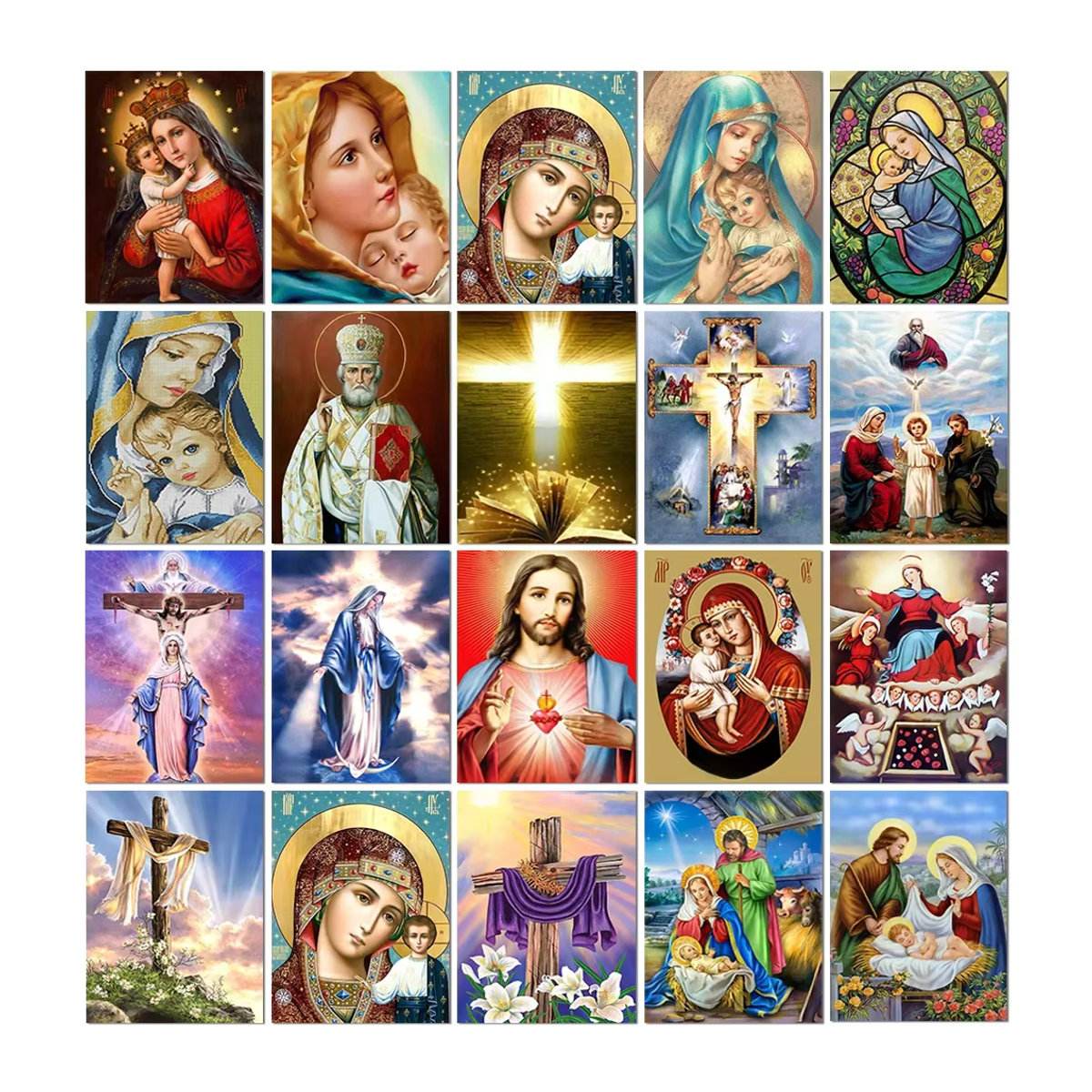 QIZITENG Diamond Painting DIY Set Madonna und Jesus religiöse Motiv Stickerei mit mehrfarbigen Strasssteinen, quadratisch, 40 x 30 cm - Bild 2