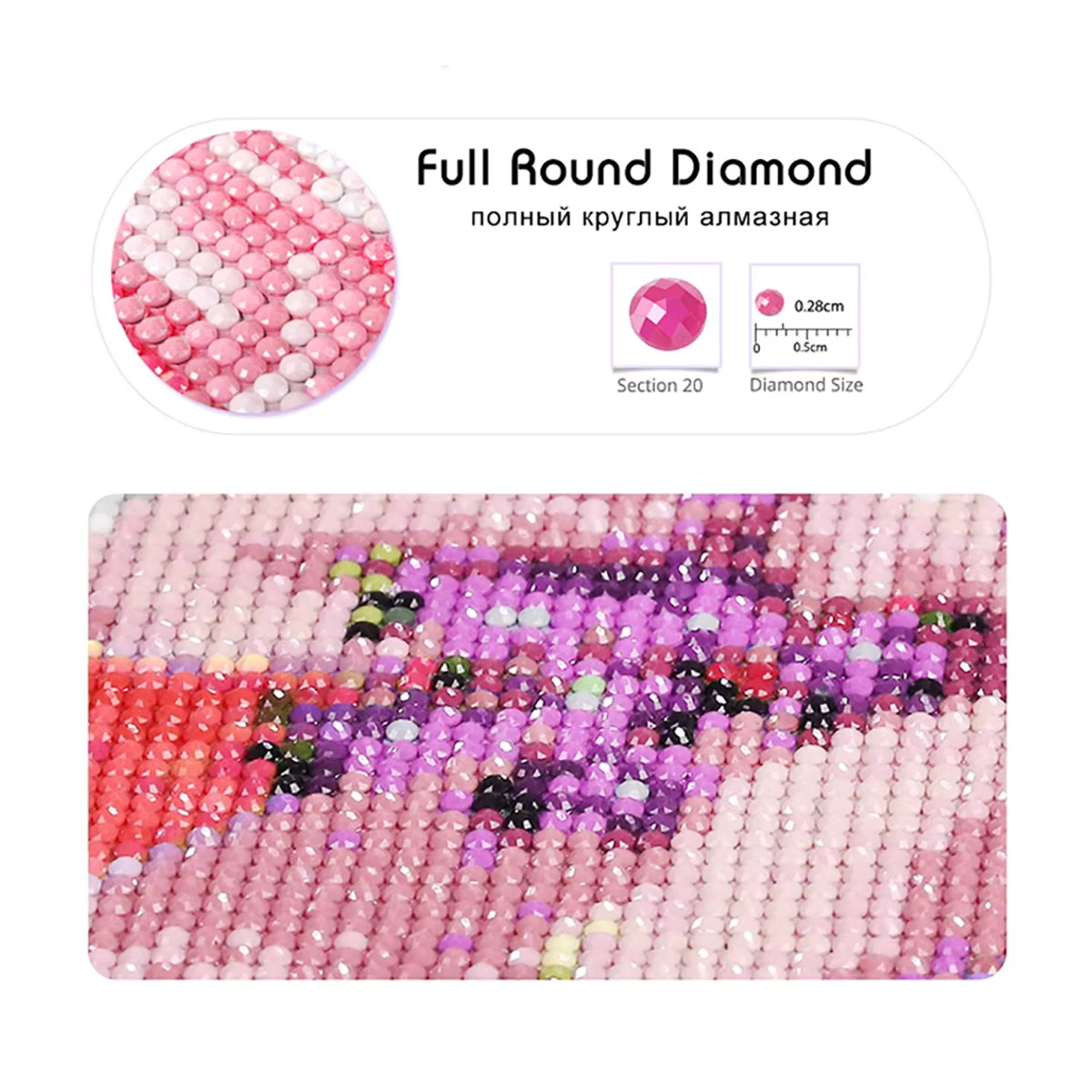 QIZITENG Diamond Painting Kit Schmetterling und Blumen 5D DIY Mosaik Stickerei in Mehrfarbig mit runden Strass Steinen - Bild 3