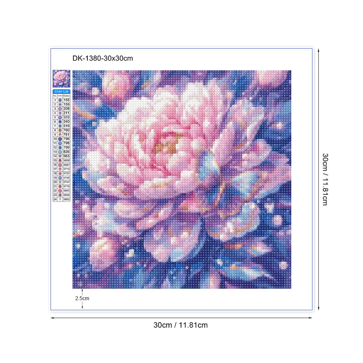 QIZITENG Diamond Painting Kit Schmetterling und Blumen 5D DIY Mosaik Stickerei in Mehrfarbig mit runden Strass Steinen - Bild 4