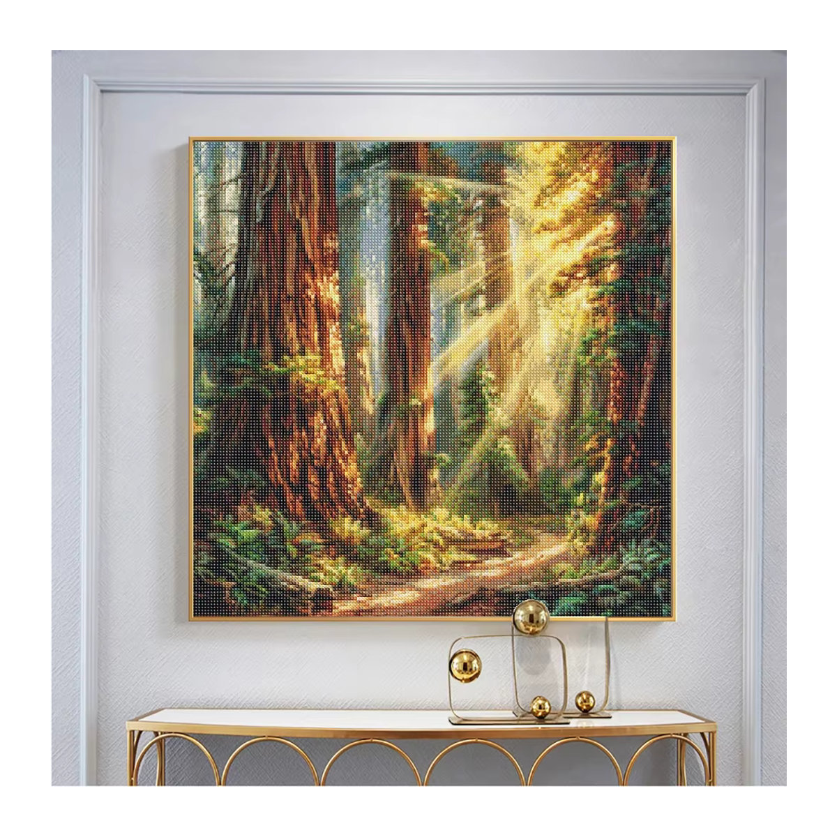 QIZITENG Diamond Painting Set Landhaus Motiv mit quadratischen Steinen in Mehrfarbig zur Wandmontage - Bild 2