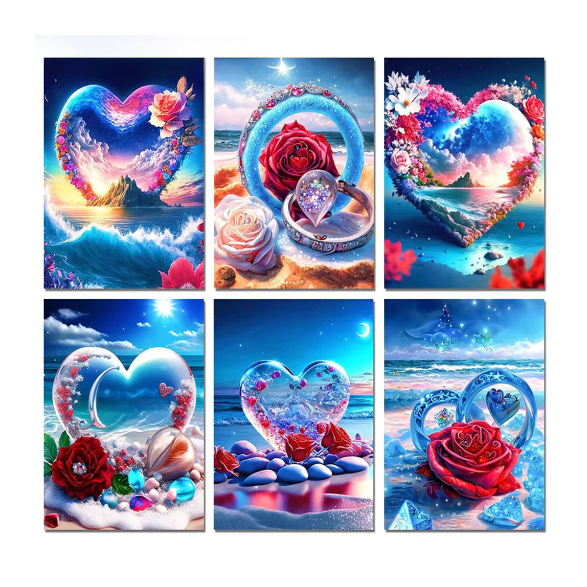 QIZITENG Diamond Painting Set mit Blumen und Herz Motiv, Mehrfarbig, B/H: 40 x 50 cm - Bild 5