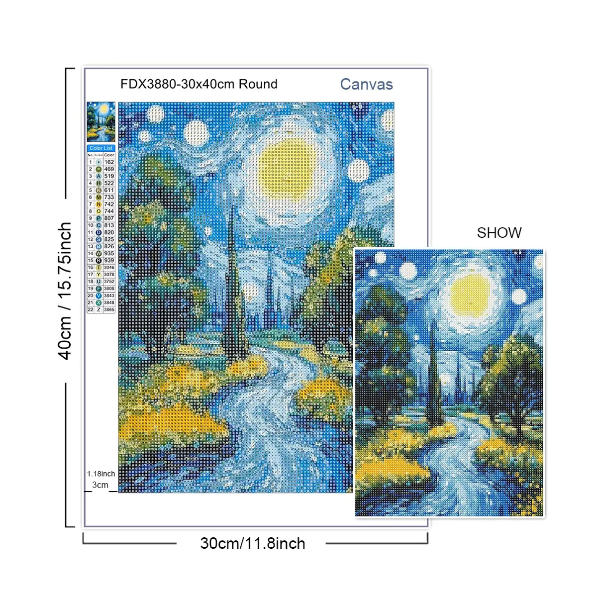QIZITENG DIY 5D Diamond Painting Set mit buntem Sternenhimmel Motiv in Mehrfarbig, Abstract Kunsthandwerk zur Wanddekoration aus Kunststoff - Bild 2