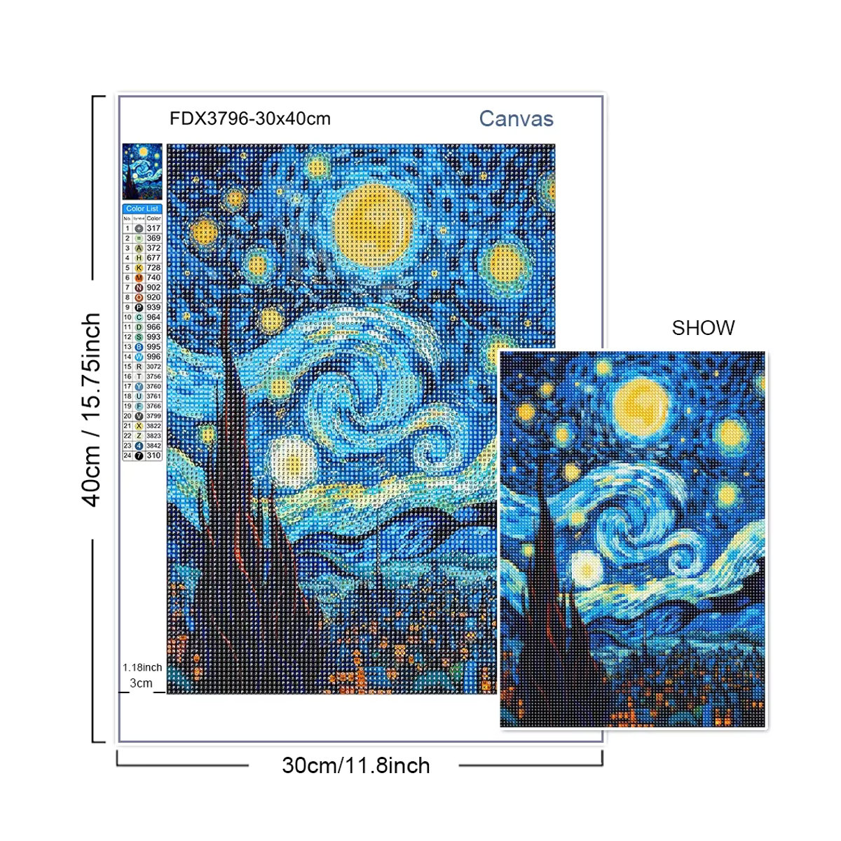 QIZITENG DIY 5D Diamond Painting Set mit buntem Sternenhimmel Motiv in Mehrfarbig, Abstract Kunsthandwerk zur Wanddekoration aus Kunststoff - Bild 3