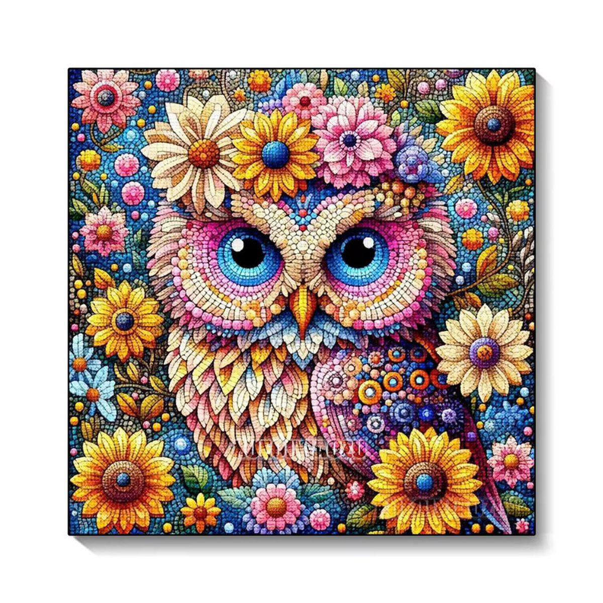 QIZITENG DIY Diamantmalerei Blumige Eule als Mosaik-Set mit runden oder quadratischen Bohrern in Mehrfarbig für deine Wanddekoration - Bild 6