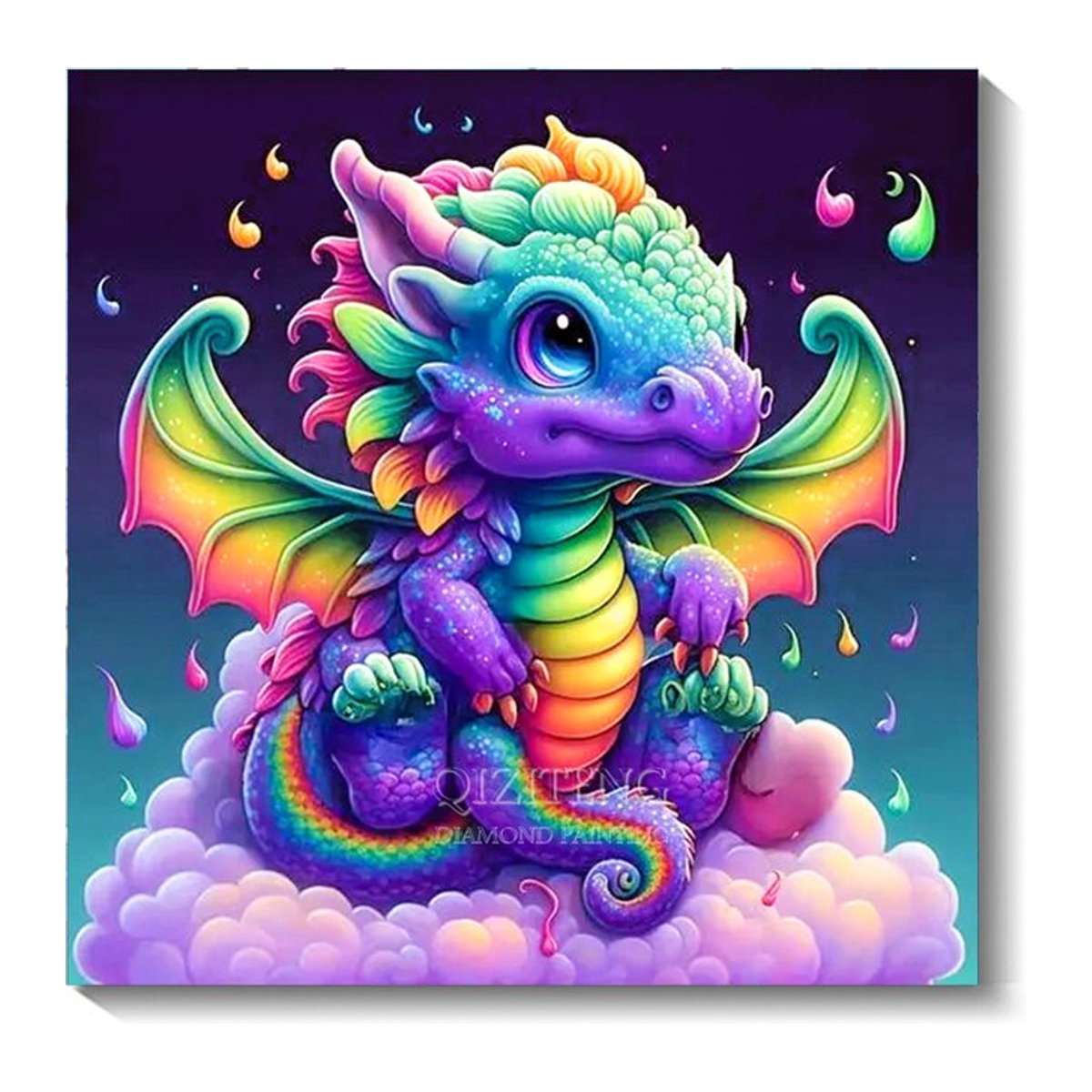 QIZITENG DIY Diamantmalerei Niedlicher Drachen Baby Mosaik Set mit Strass Steinen in Mehrfarbig - Bild 1