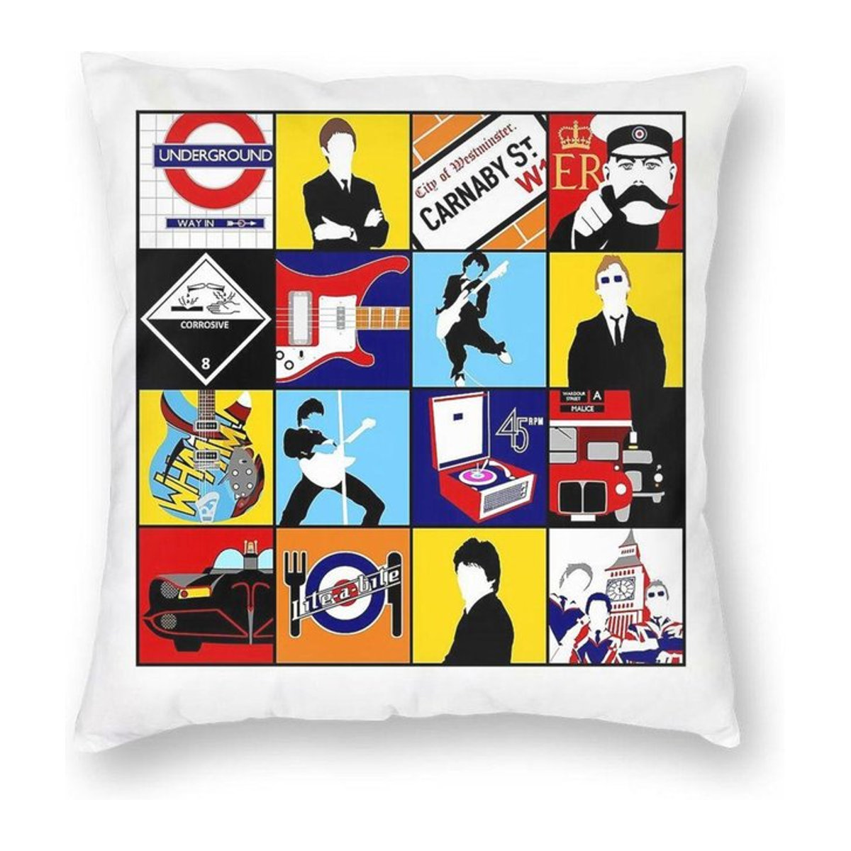 Quadratische Kissenhülle Jam All Mod Cons aus Polyester und Leinen mit Samtmuster und Reißverschluss, Multicolor, B/B: 18 x 18 cm - Bild 1