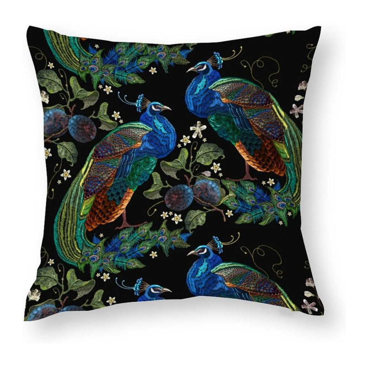 Quadratische Kissenhülle mit Pfauen-Print von Shunika Chen in Multicolor, Material Polyester, B/H: 45 x 45 cm - Bild 1