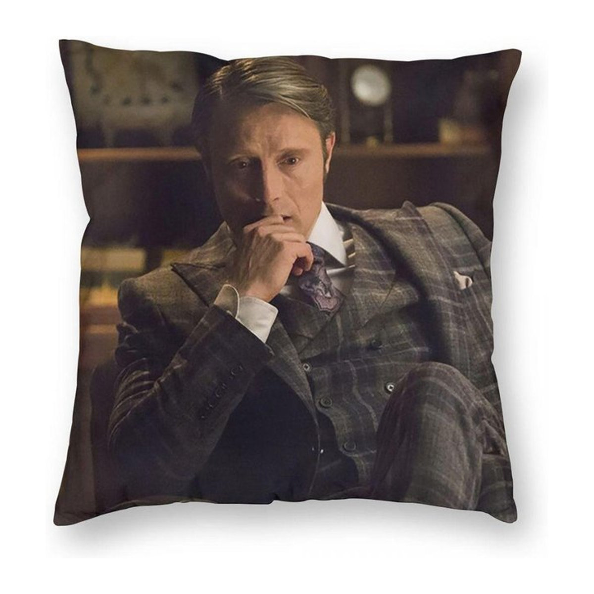 Quadratischer Kissenbezug Hannibal Lecter Mads Mikkelsen Peach Skin Dekoration für Sofa und Wohnzimmer B/B: 18 x 18 cm - Bild 1