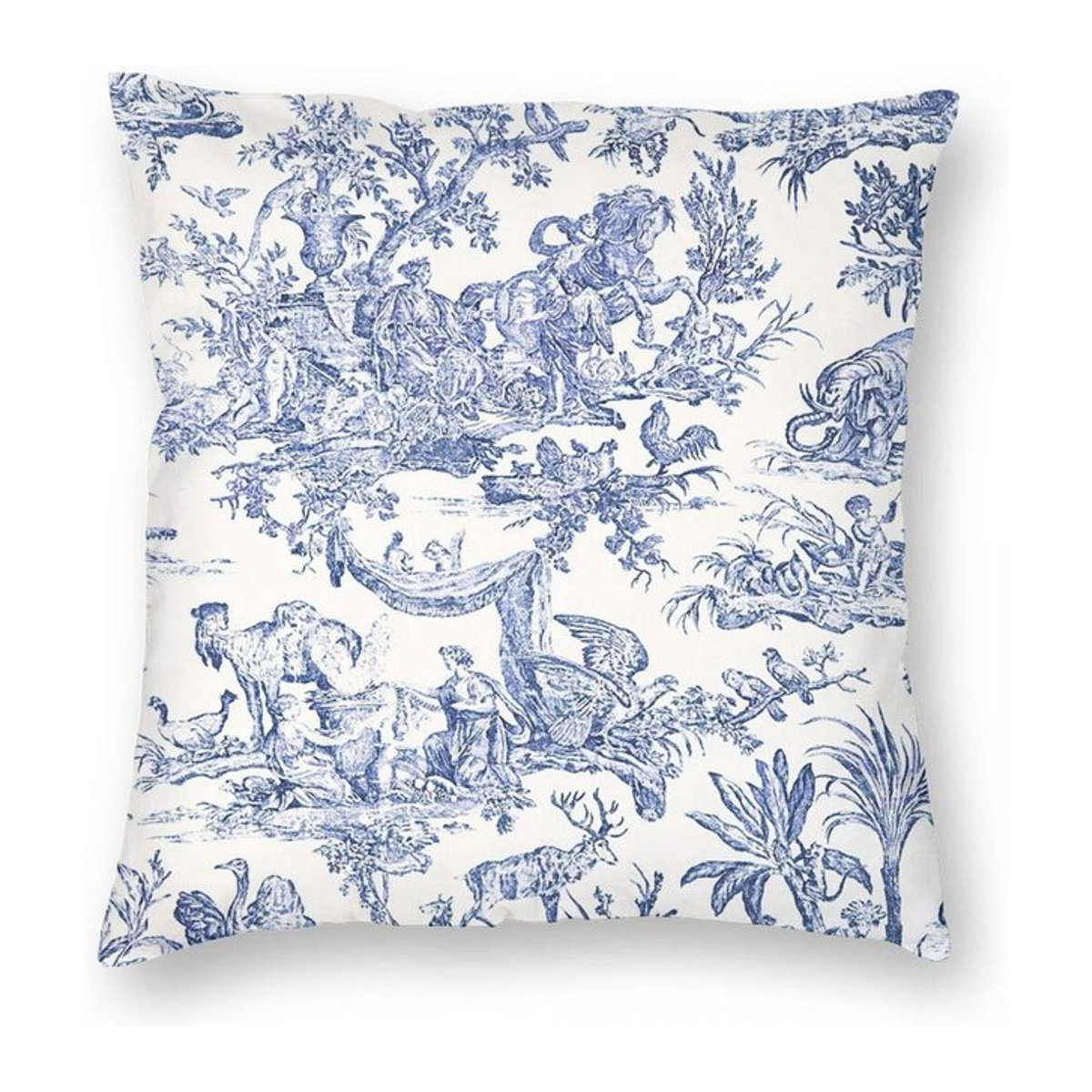Quadratischer Kissenbezug mit blauem Toile-Muster aus Peach Skin für dein Sofa und Wohnzimmer, B/B/H: 18 x 18 x 18 cm - Bild 1