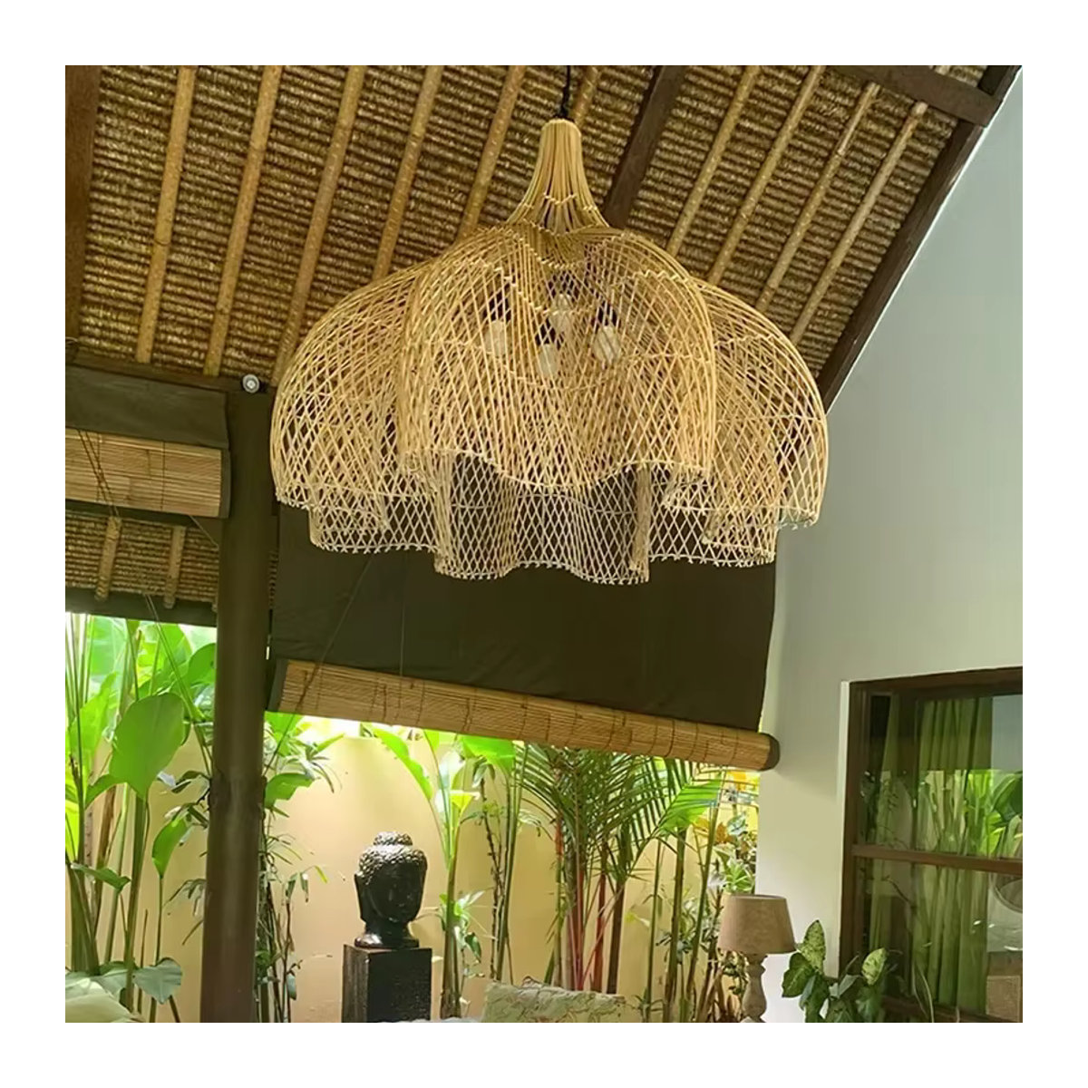 Queen Lifedecor Pendelleuchte aus Rattan im Bohemian Stil mit LED, Braun - Bild 2