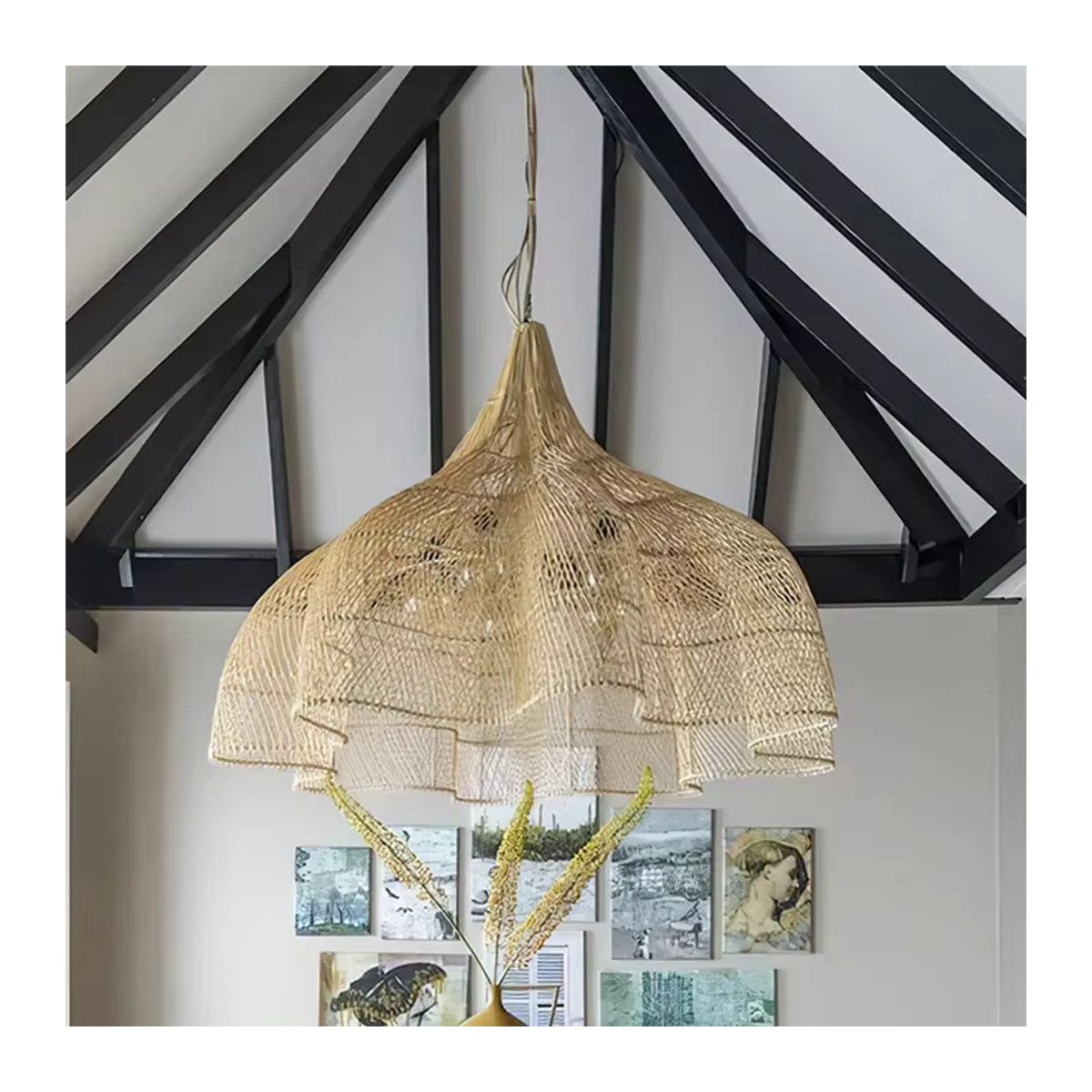 Queen Lifedecor Pendelleuchte aus Rattan im Bohemian Stil mit LED, Braun - Bild 3