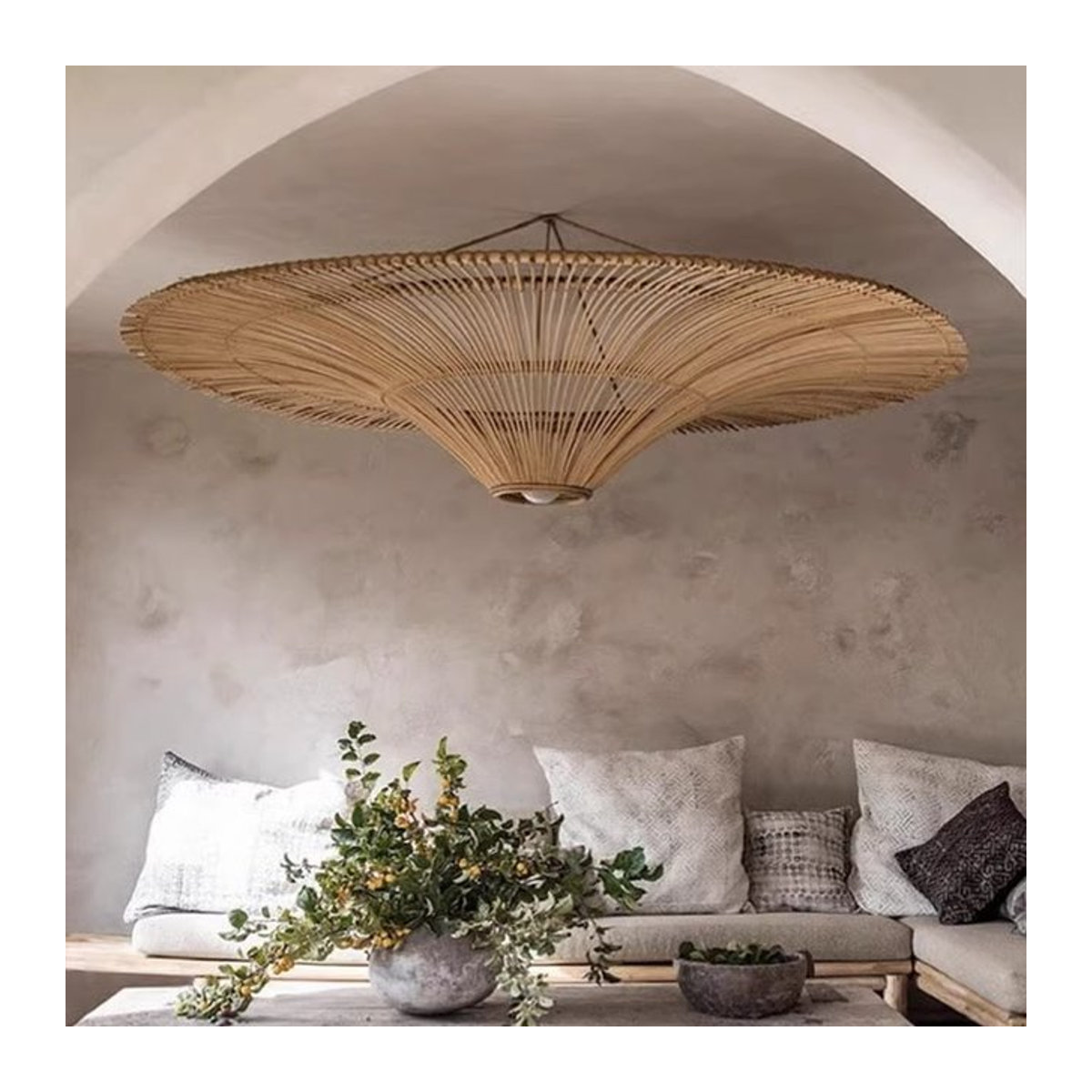 Queen Lifedecor Pendelleuchte aus Rattan und Holz im Wabi-Sabi-Stil in Schwarz und Braun - Bild 1