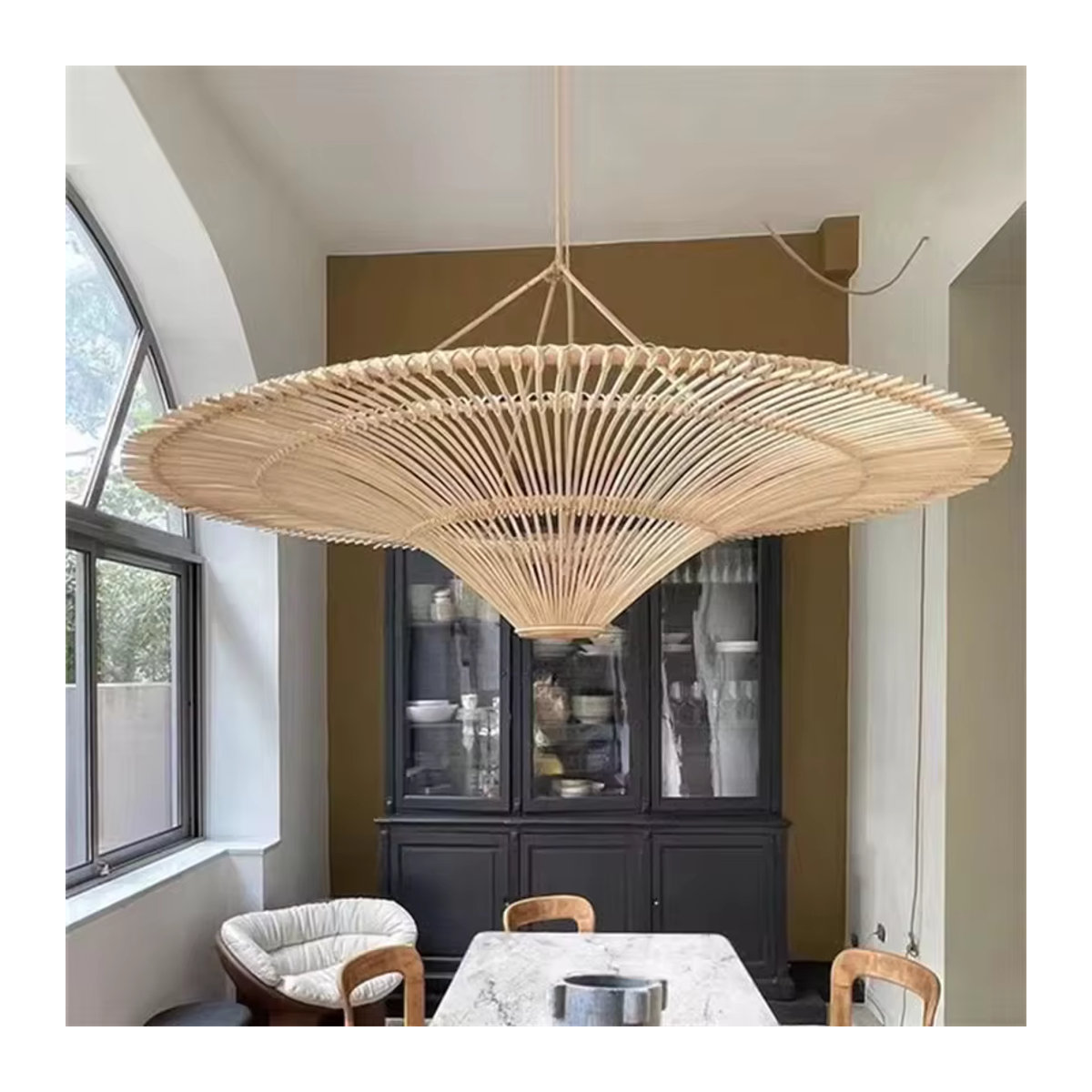 Queen Lifedecor Pendelleuchte aus Rattan und Holz im Wabi-Sabi-Stil in Schwarz und Braun - Bild 2