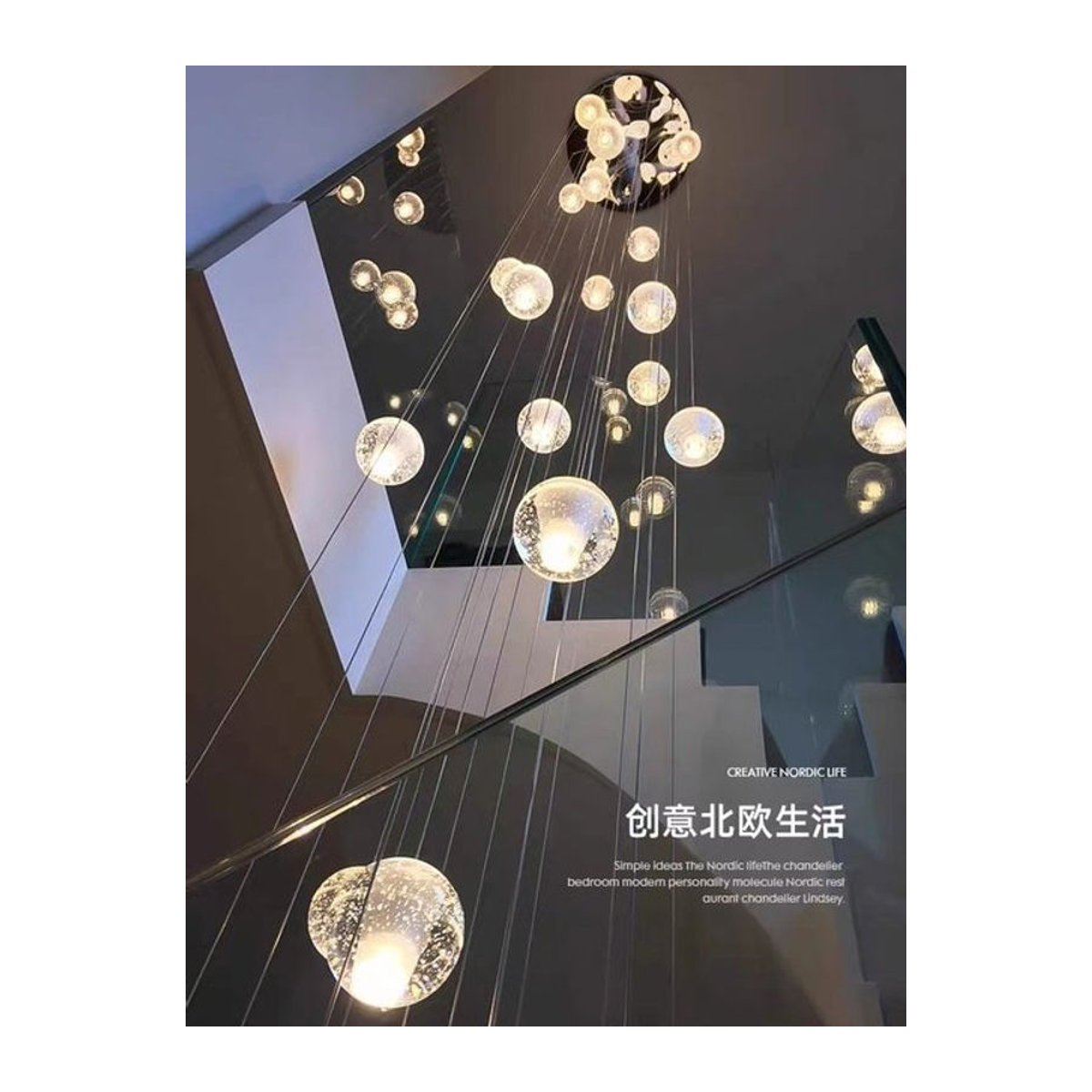 Qyartistry Moderner LED Kronleuchter mit Kristallkugeln aus Glas für Wohnzimmer und Schlafzimmer - Bild 1