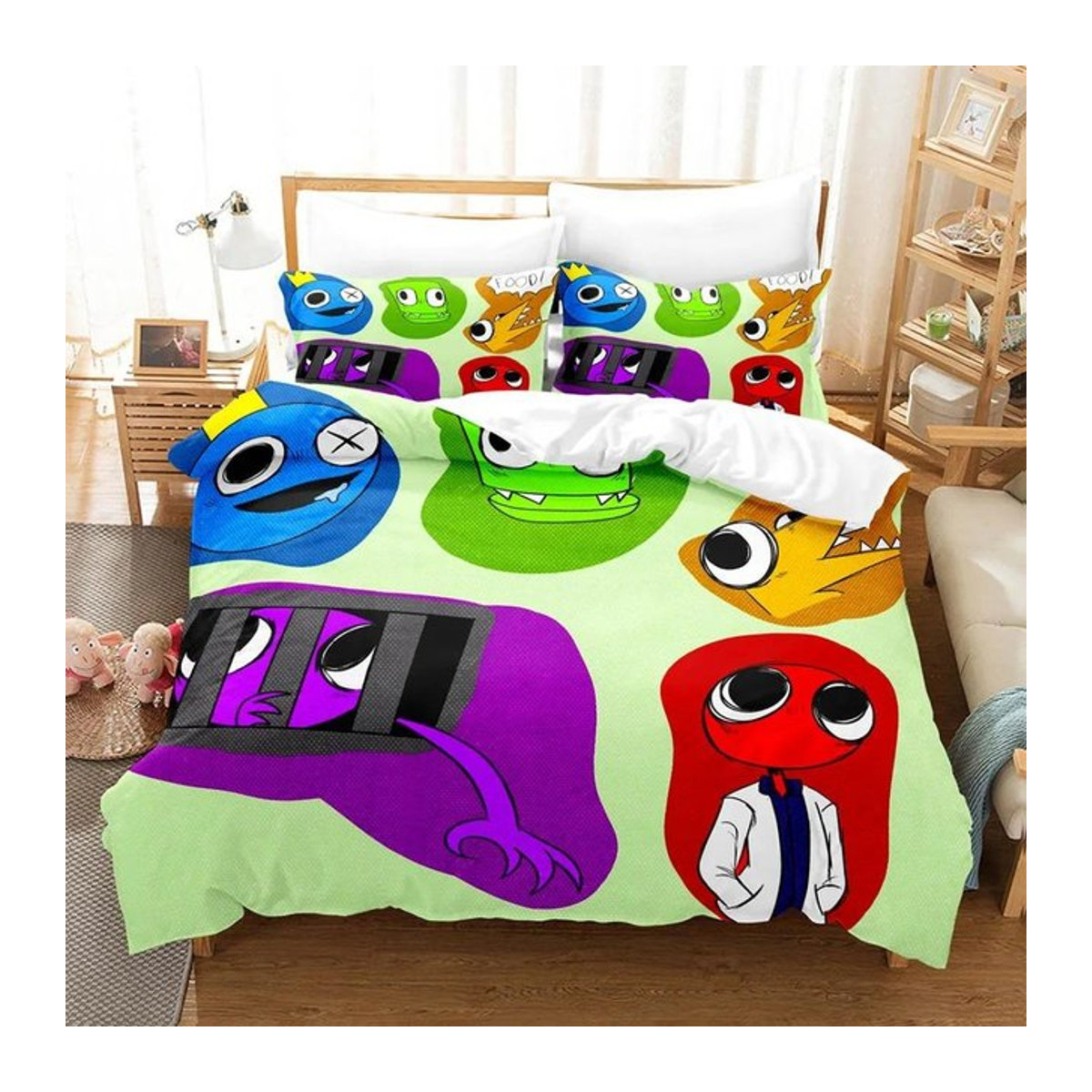 R-Rainbow Friends 3D Bettwäscheset mit Kissenbezug für Kinder, mehrfarbig, B/H: 260 x 220 cm - Bild 1