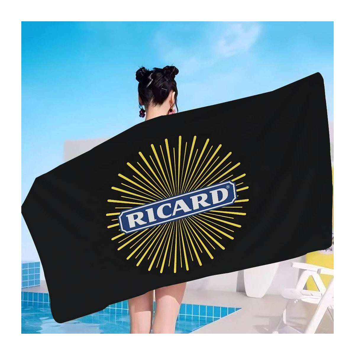 R-RicardS Logo Mikrofaser Strandtuch schnelltrocknend für Schwimmbad und Reise B: 100 cm, H: 200 cm - Bild 1