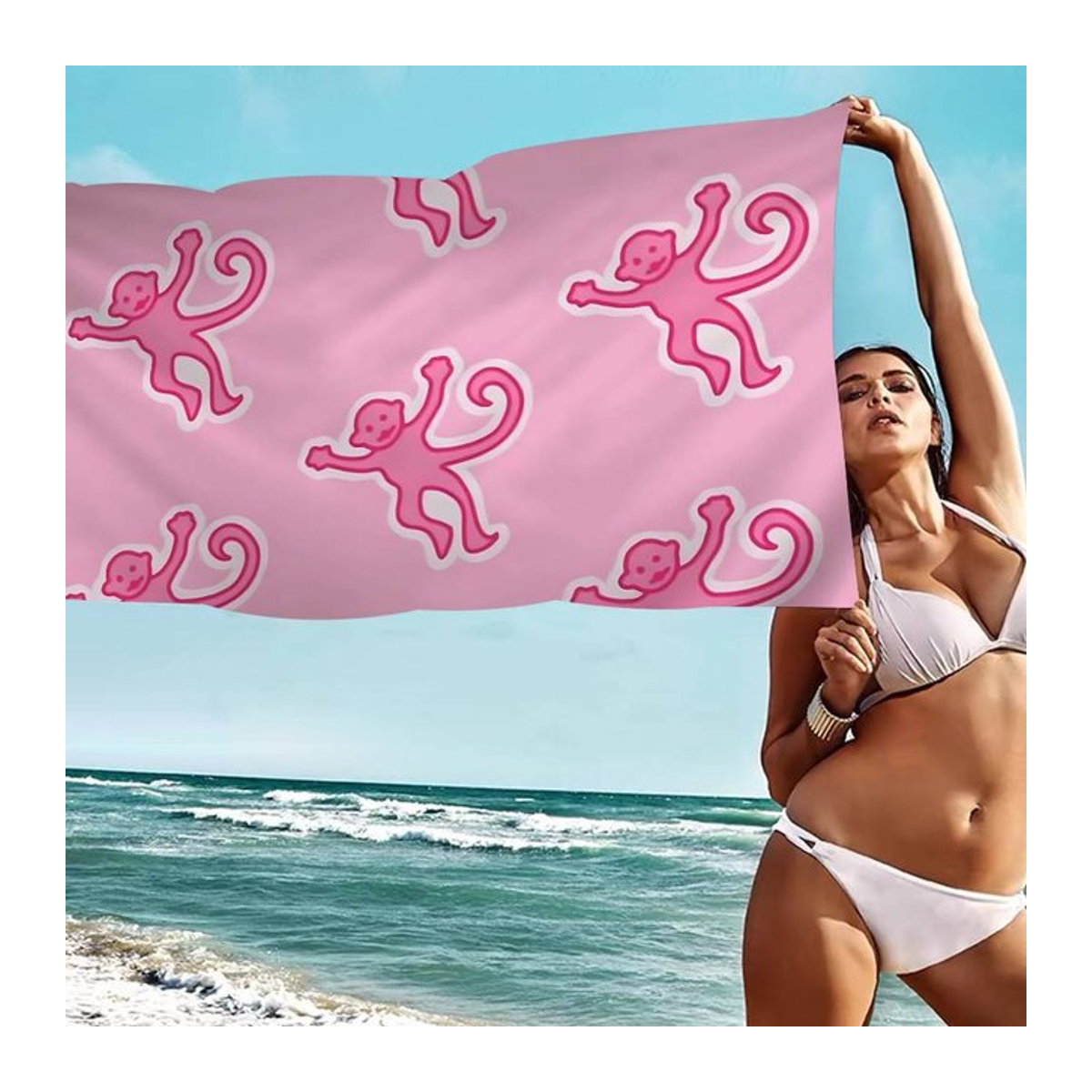 R-Roller R-Hase Affe Mikrofaser Strandtuch, bedrucktes saugfähiges Handtuch für Yoga, Schwimmen und Sport, 30 x 30 cm - Bild 1