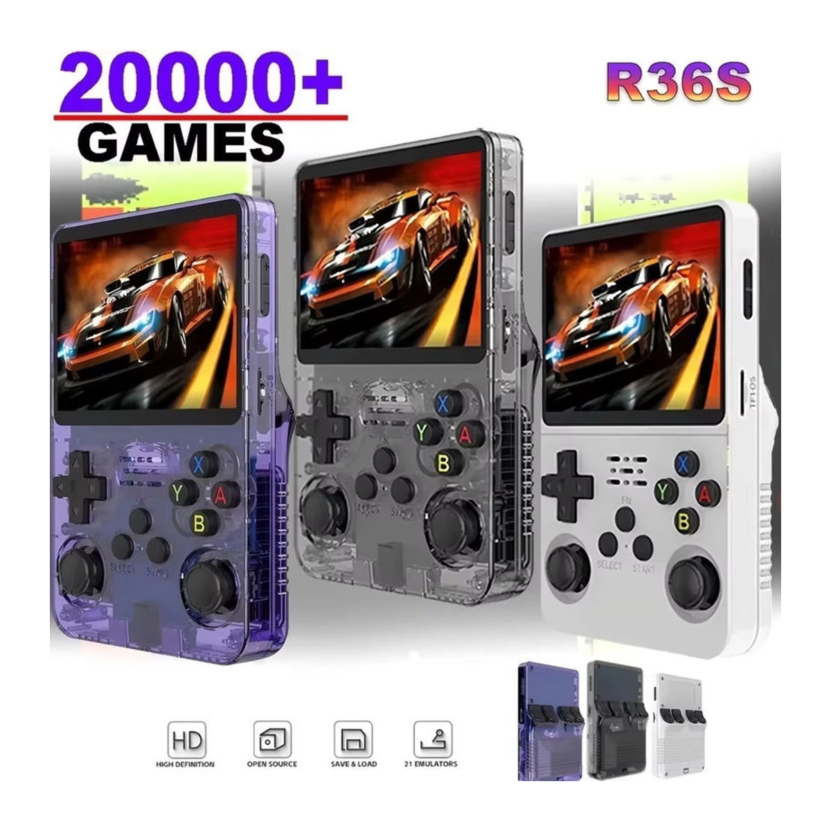 R36S Retro Handheld Videospielkonsole mit Linux System, Tragbarer Taschenspieler in Schwarz und Bunt von GSF - Bild 1
